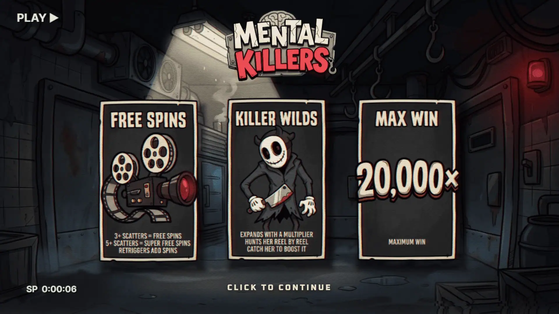Mental Killers slot intro screen