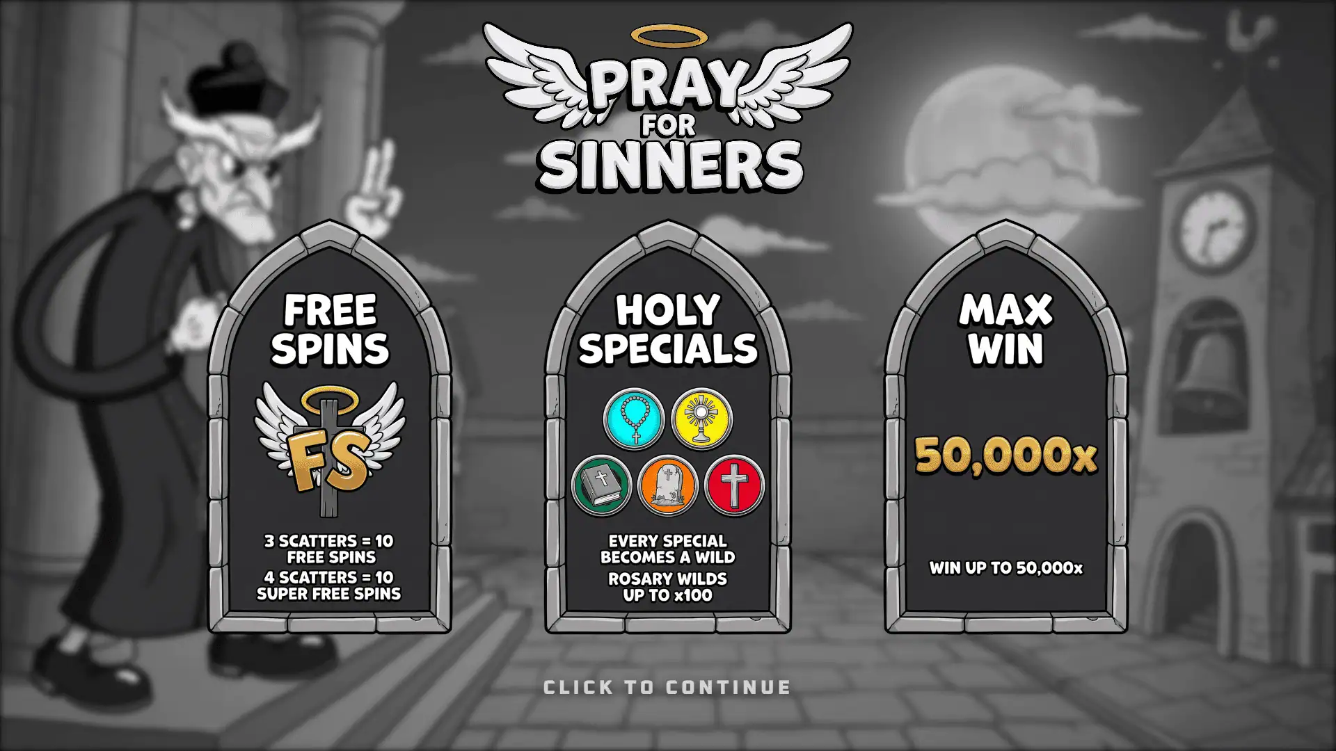 Pray for Sinners slot intro screen