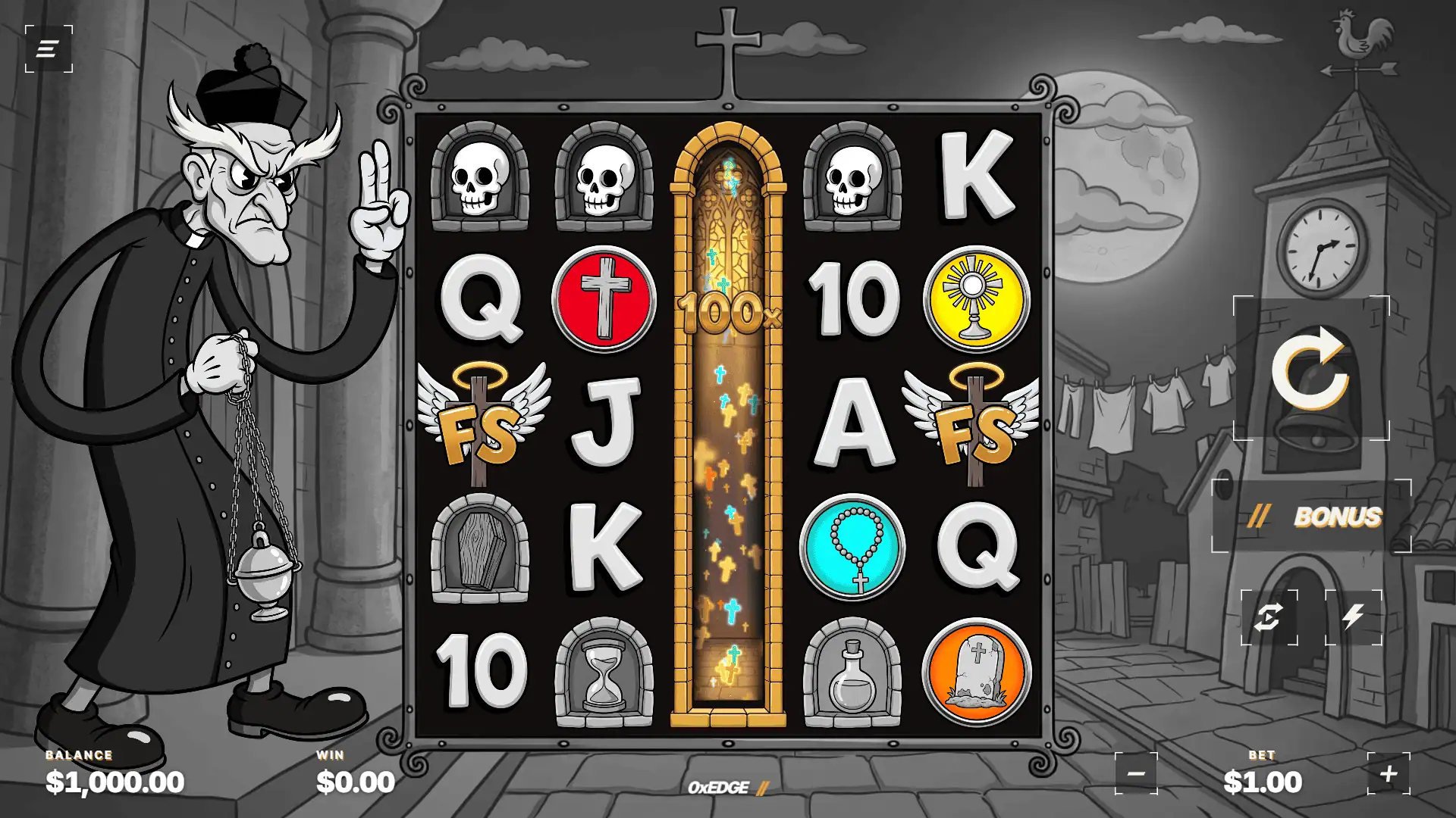Pray for Sinners slot gameplay reels