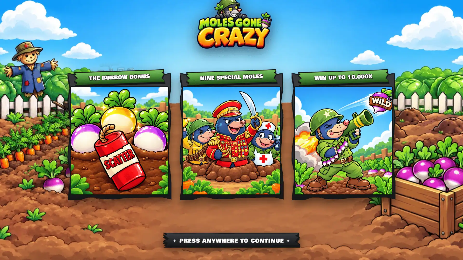 Moles Gone Crazy slot intro screen