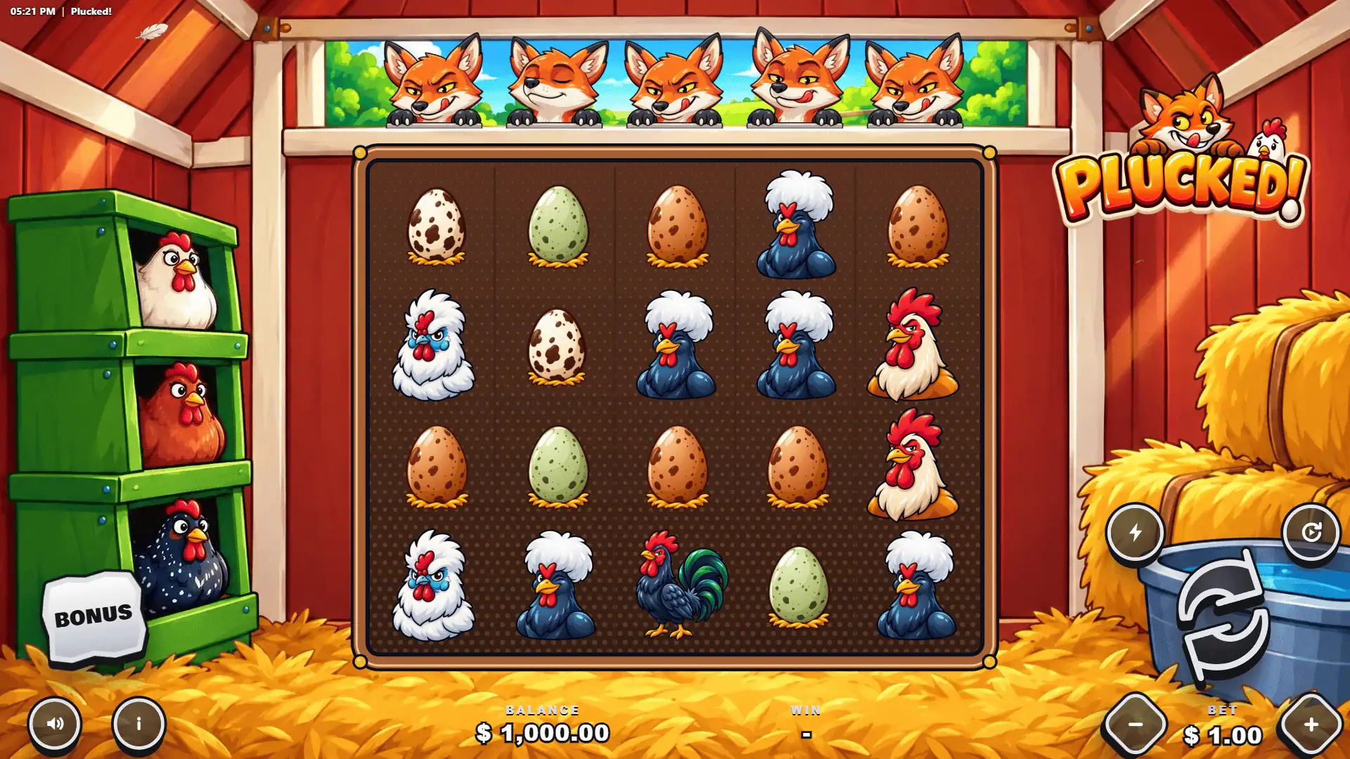 Plucked! slot gameplay reels