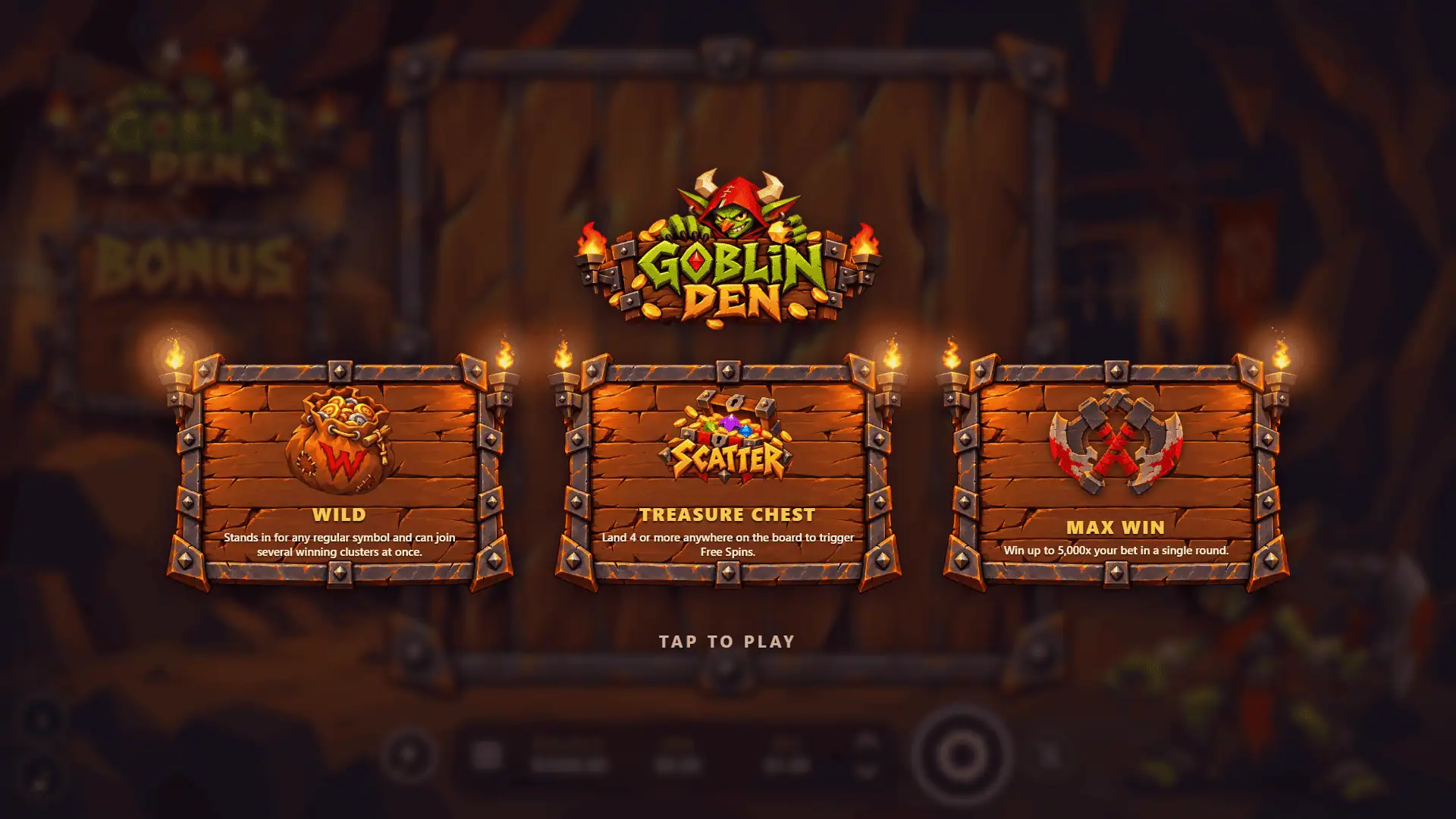 Goblin Den slot intro screen
