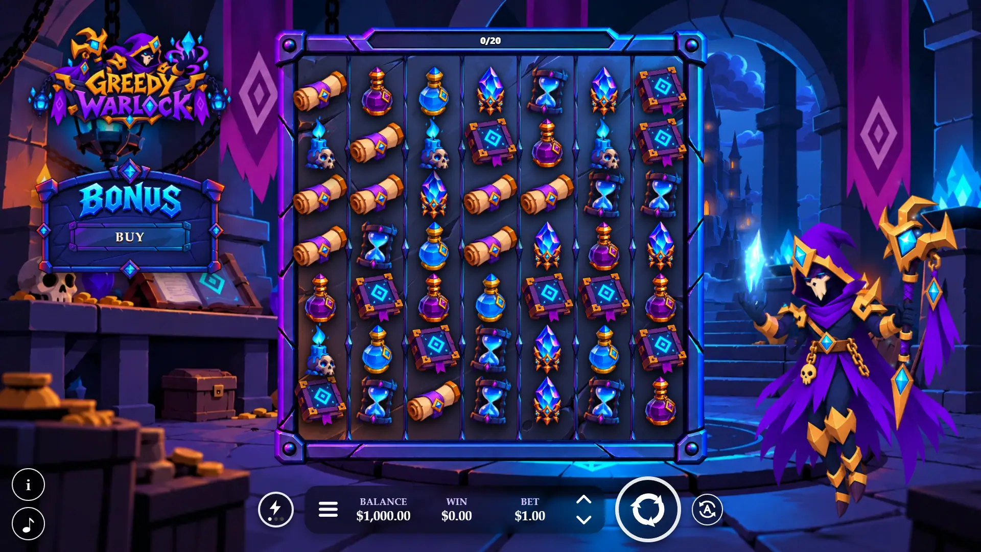 Greedy Warlock slot gameplay reels