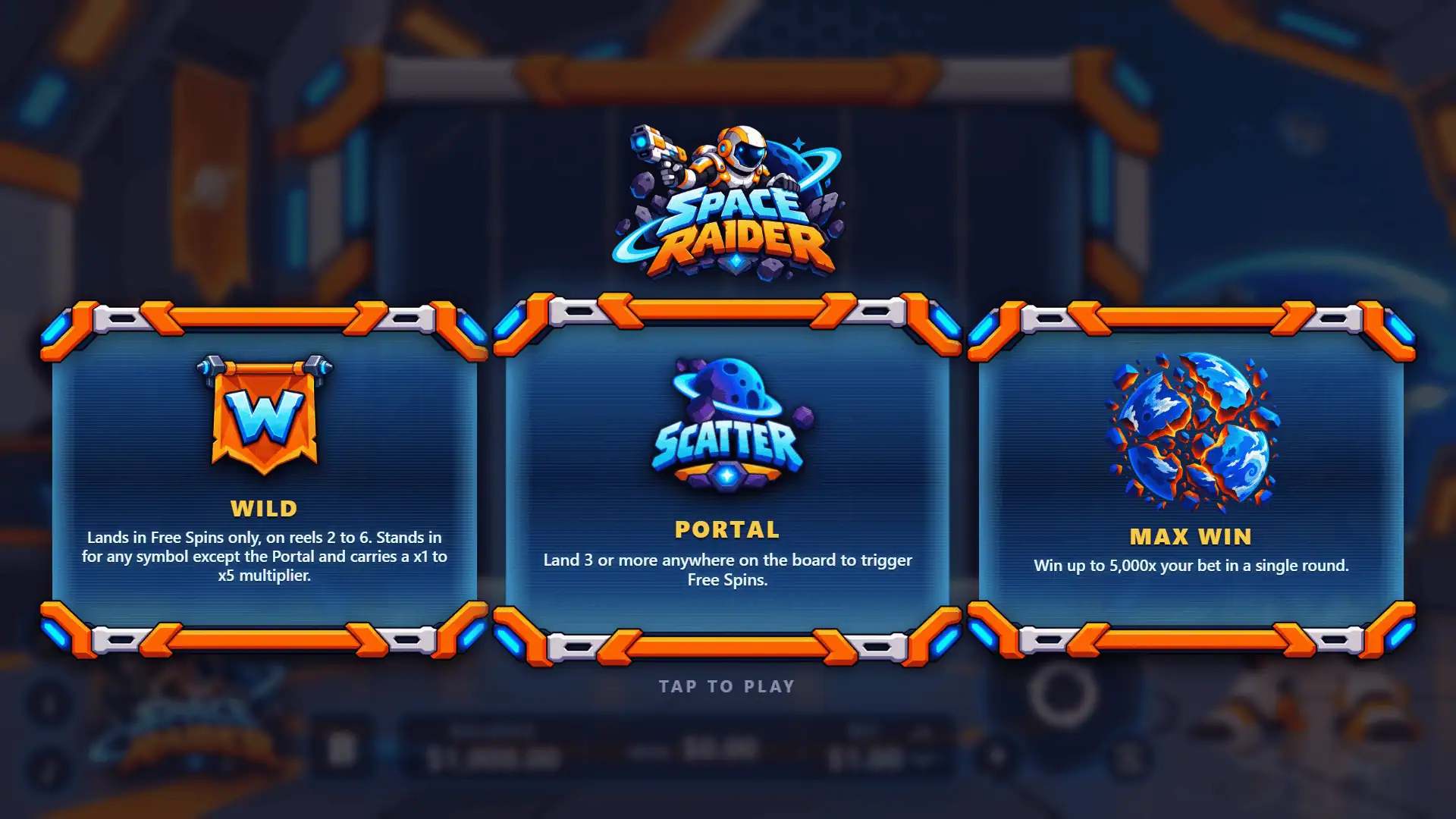 Space Raider slot intro screen