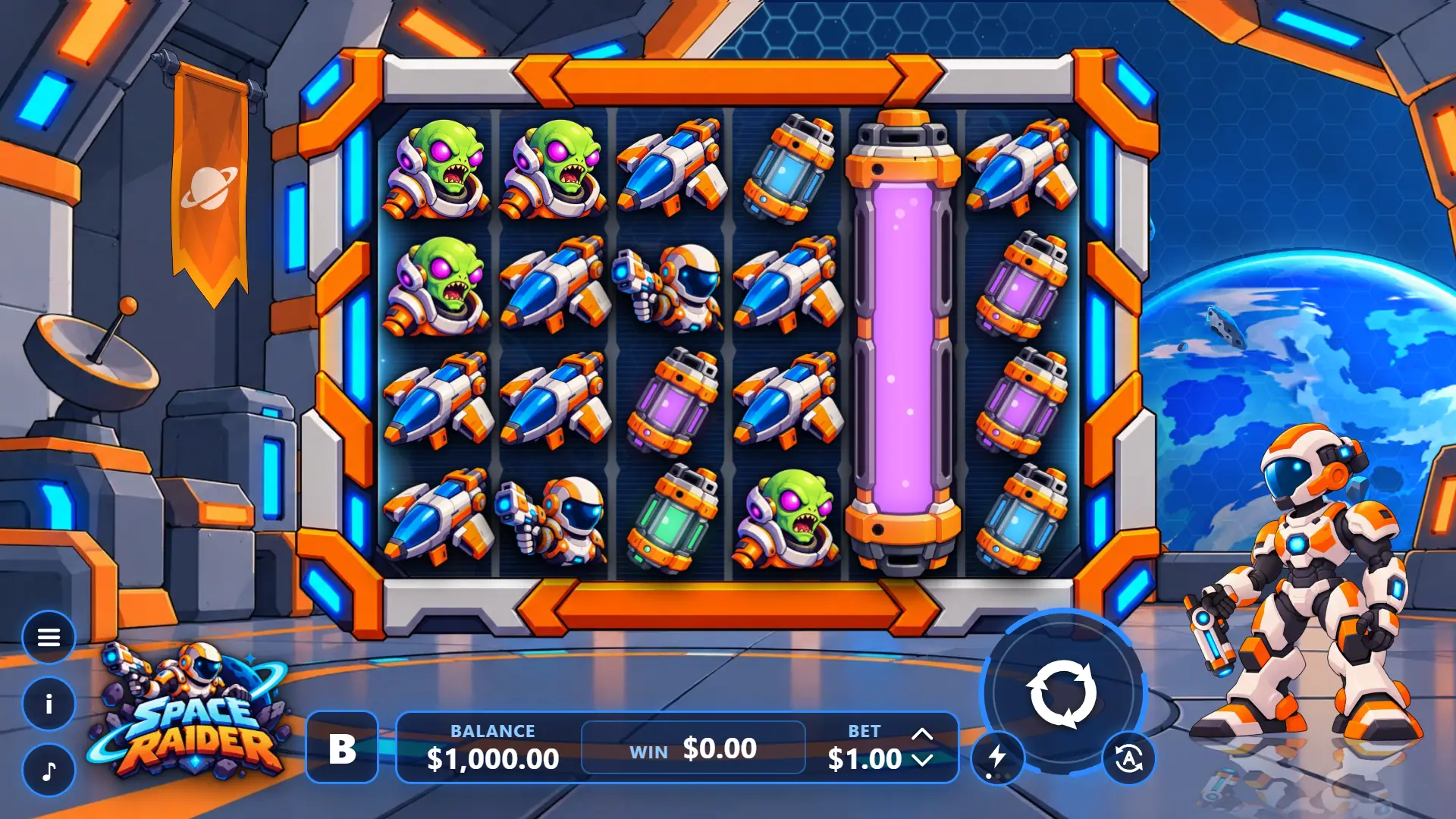 Space Raider slot gameplay reels