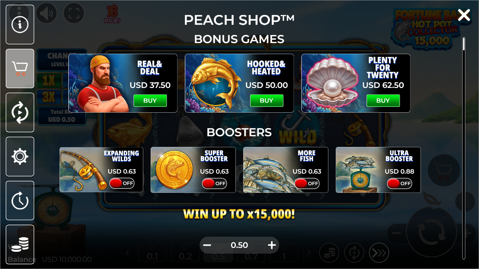 Fortune Bass Hot Pot Collector 15,000 bonus buy menu