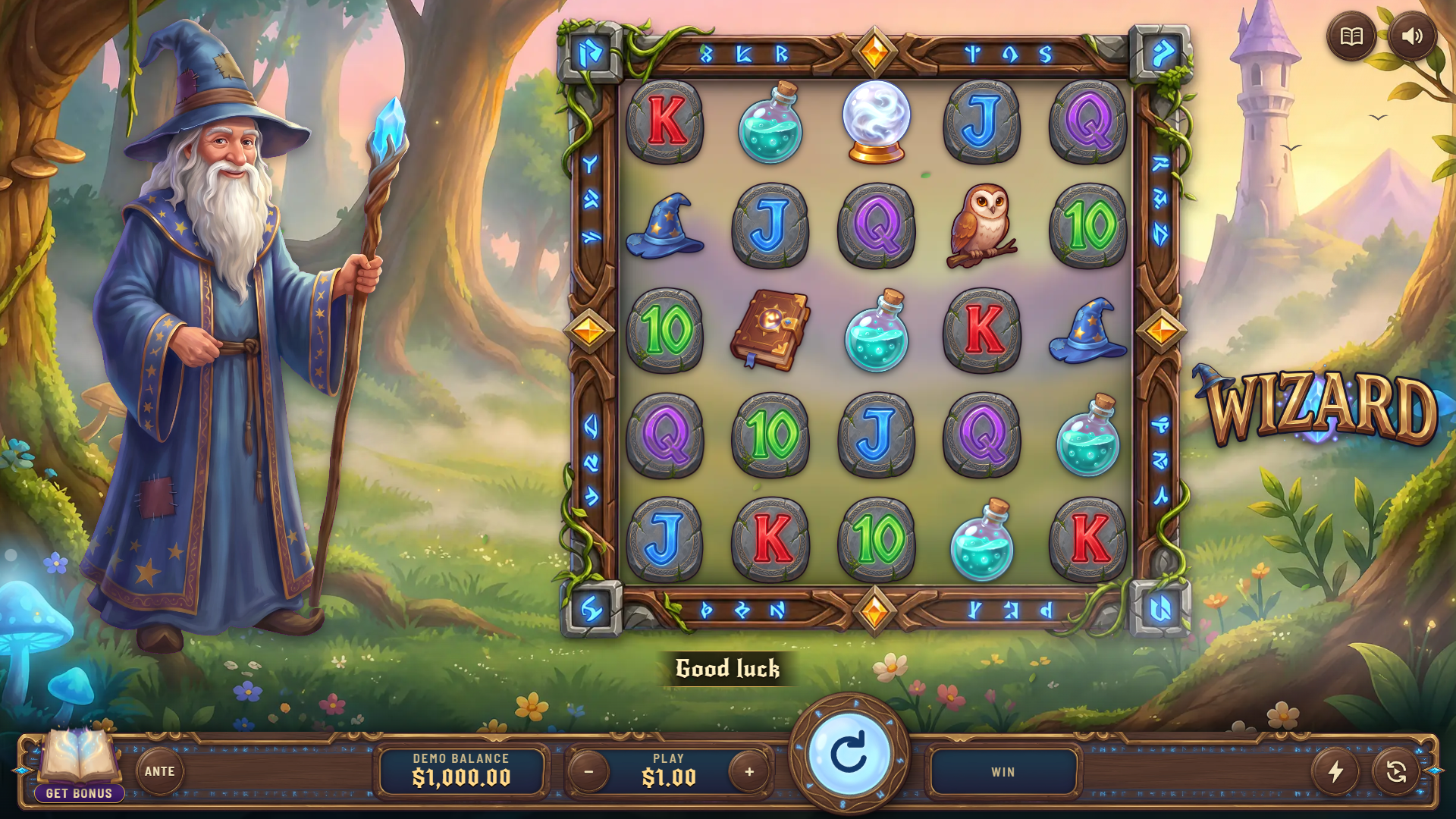 Wizard slot gameplay reels
