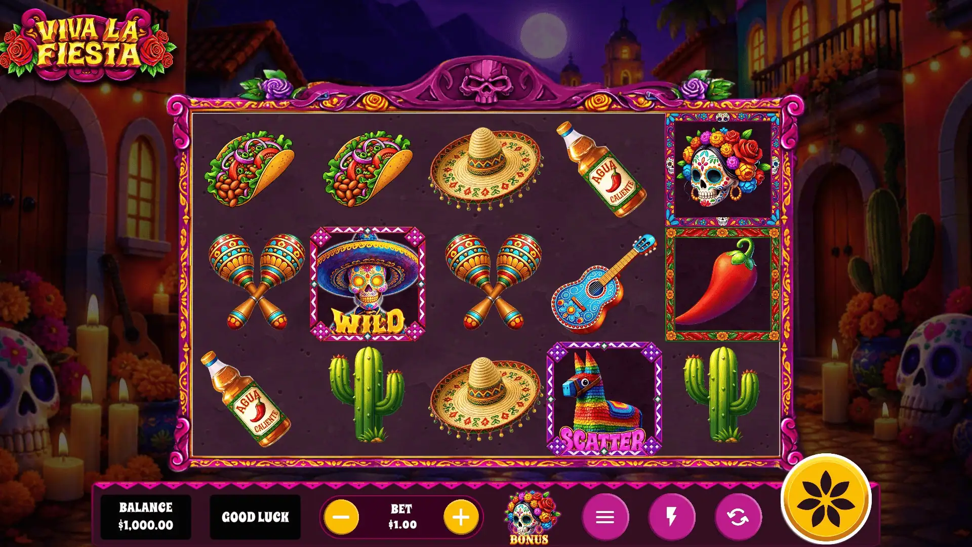 Viva La Fiesta slot gameplay reels