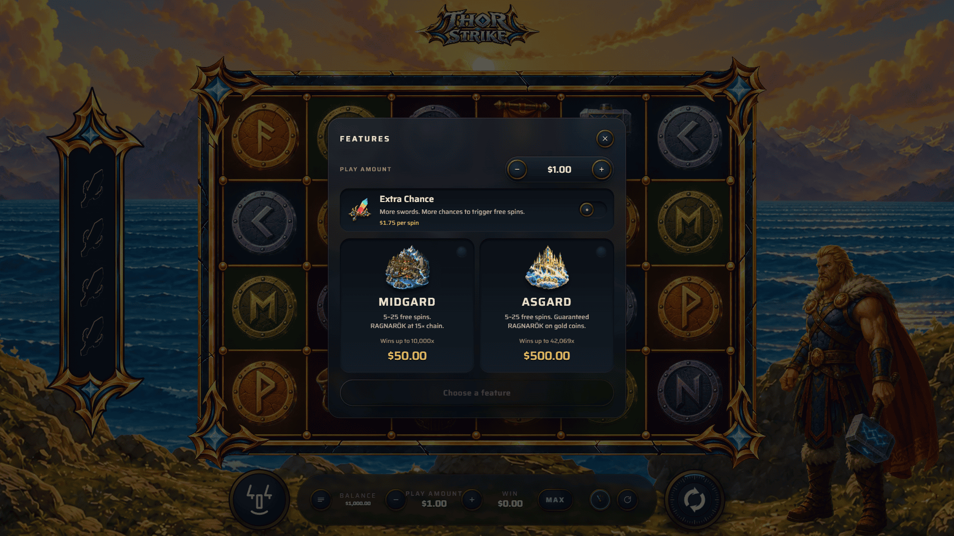 Thor Strike bonus buy menu