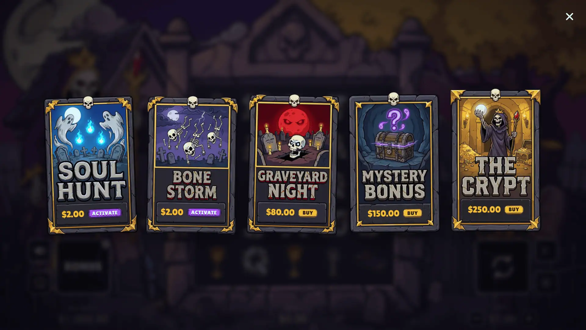 Skeleton Fall bonus buy menu