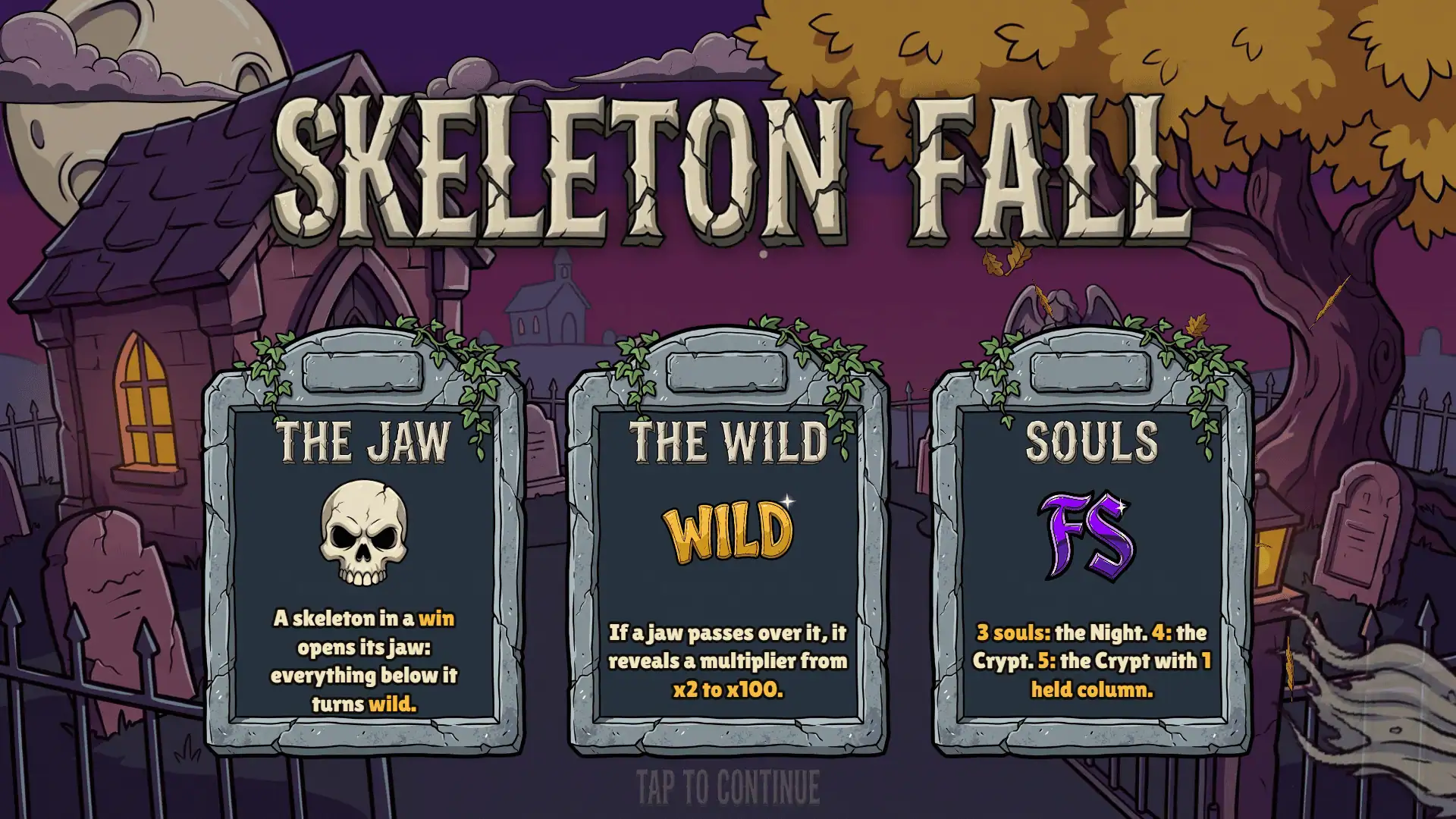 Skeleton Fall slot intro screen