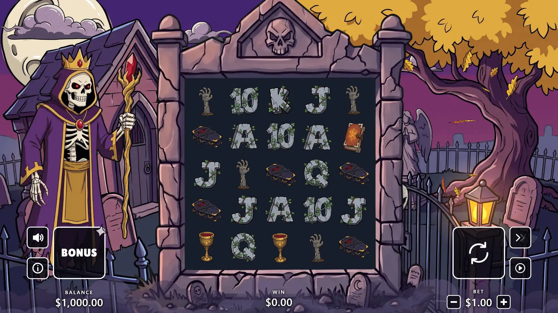 Skeleton Fall slot gameplay reels