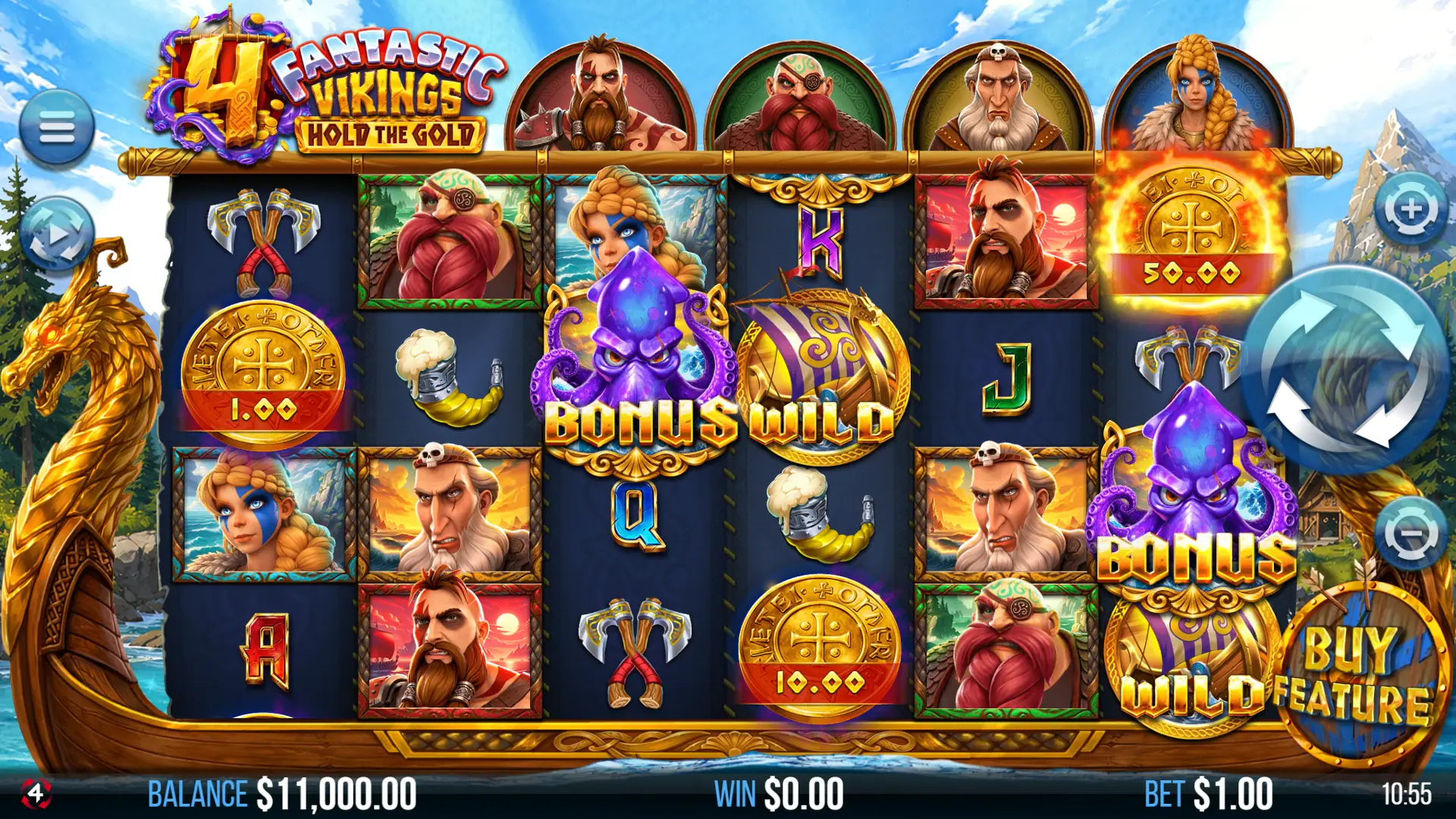 4 Fantastic Vikings Hold the Gold slot gameplay reels