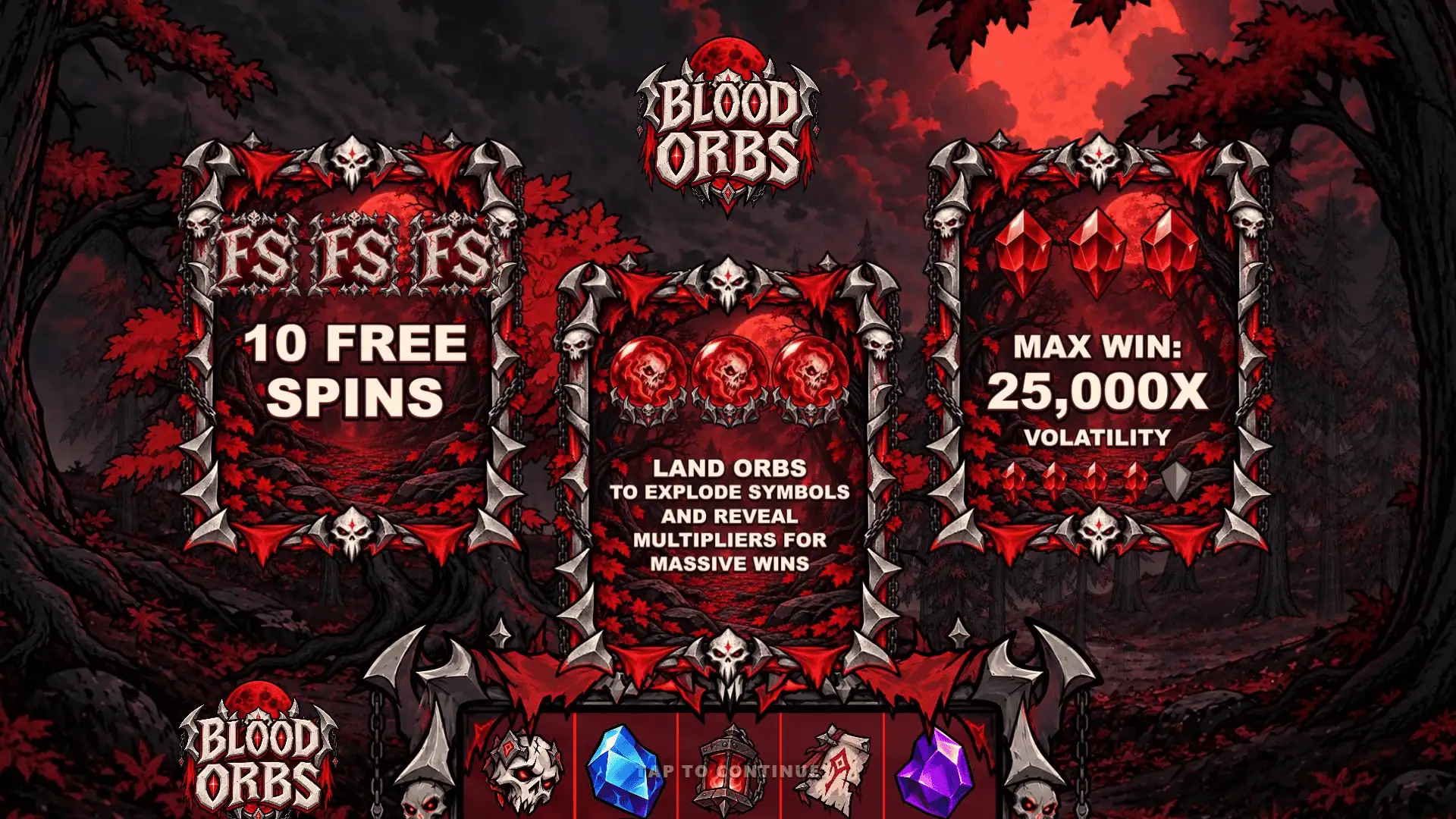 Blood Orbs slot intro screen