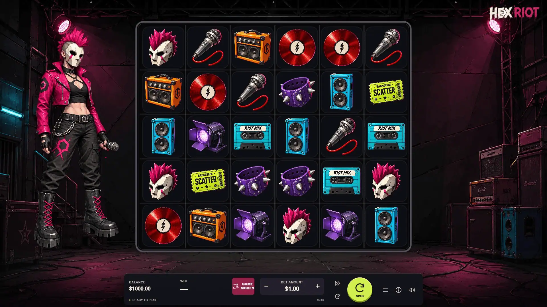 Hexriot slot gameplay reels