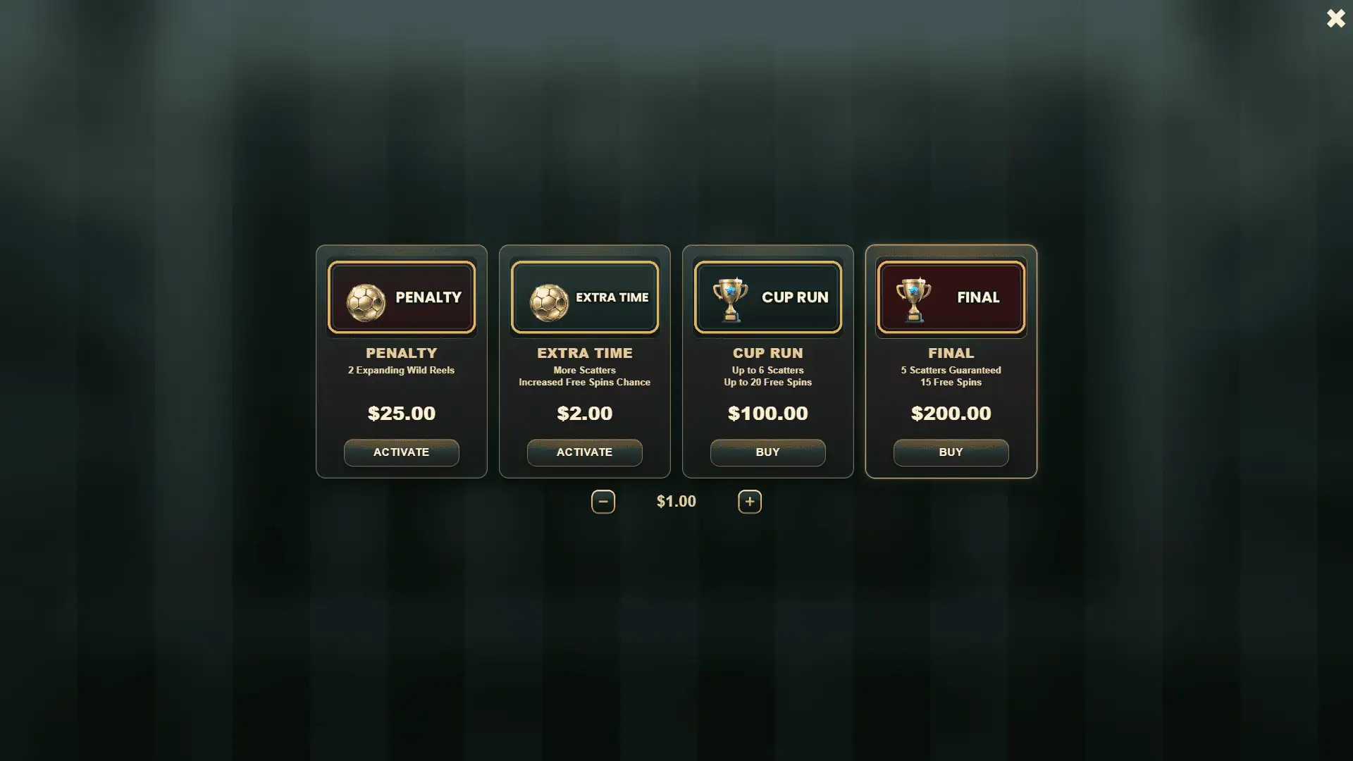 Super Liga bonus buy menu