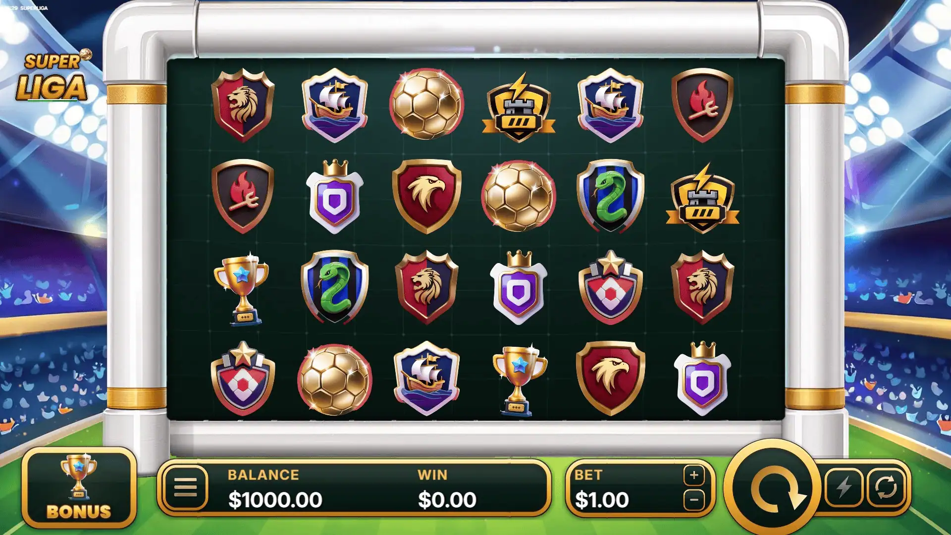 Super Liga slot gameplay reels
