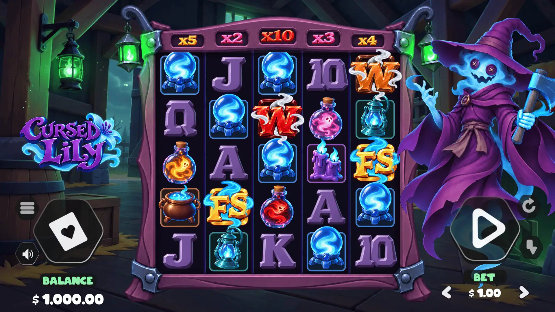 Cursed Lily slot gameplay reels