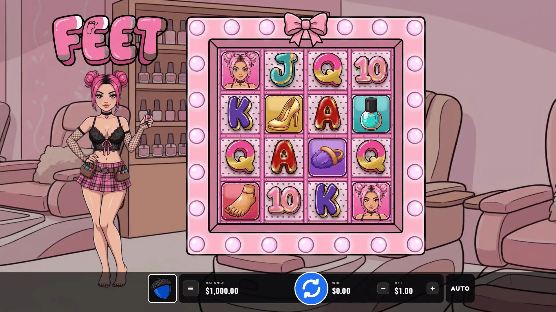 Feet slot gameplay reels