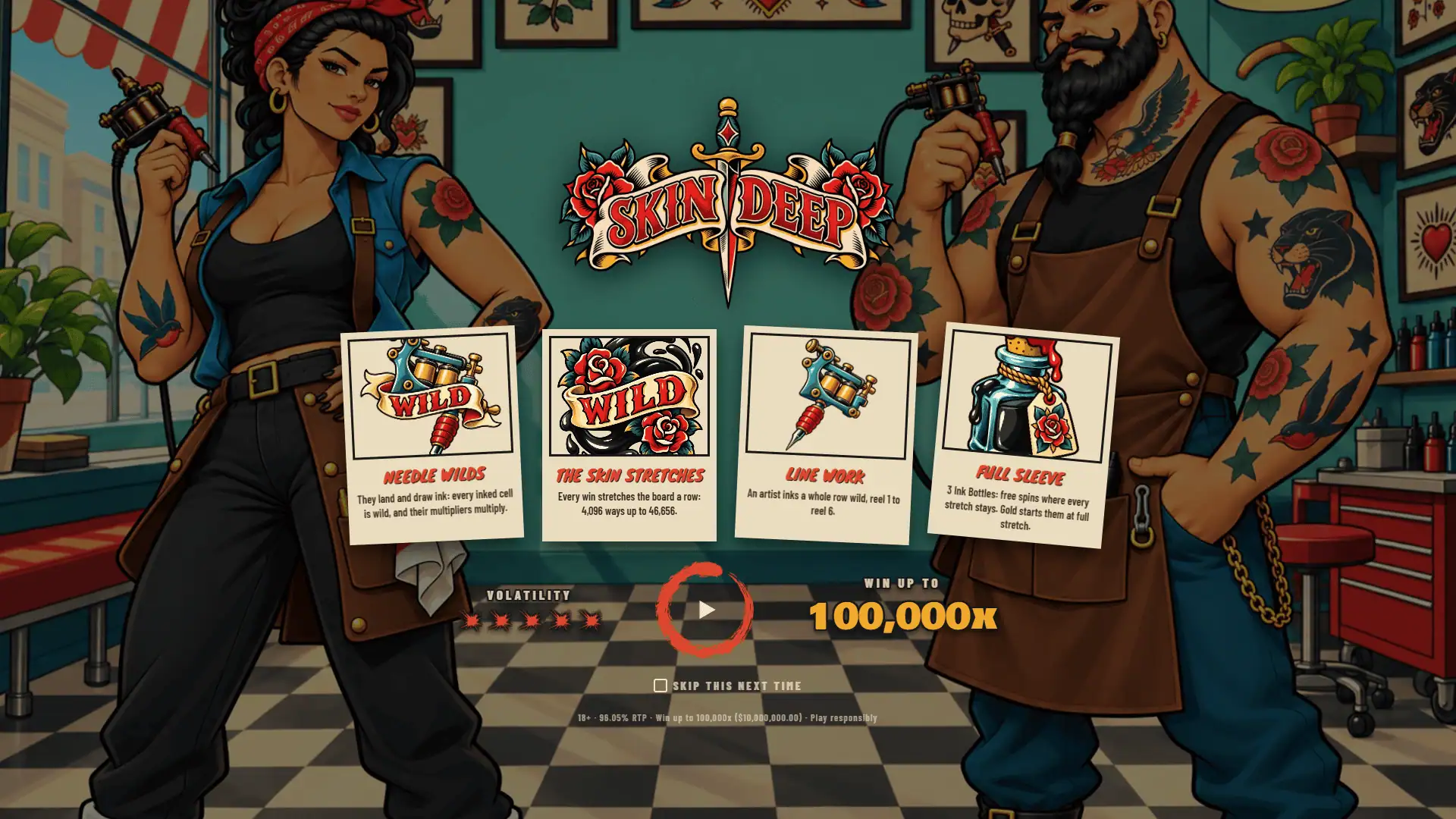 Skin Deep slot intro screen