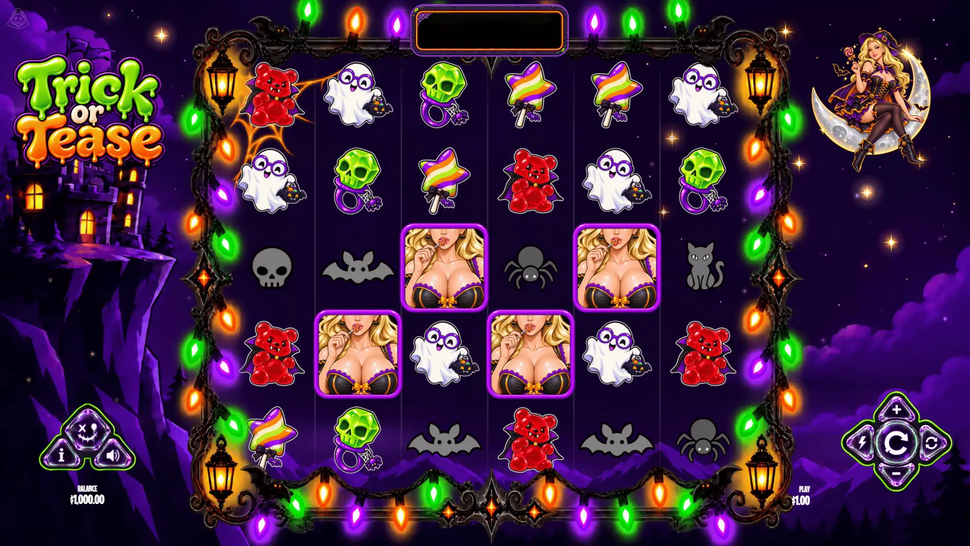Trick or Tease slot gameplay reels