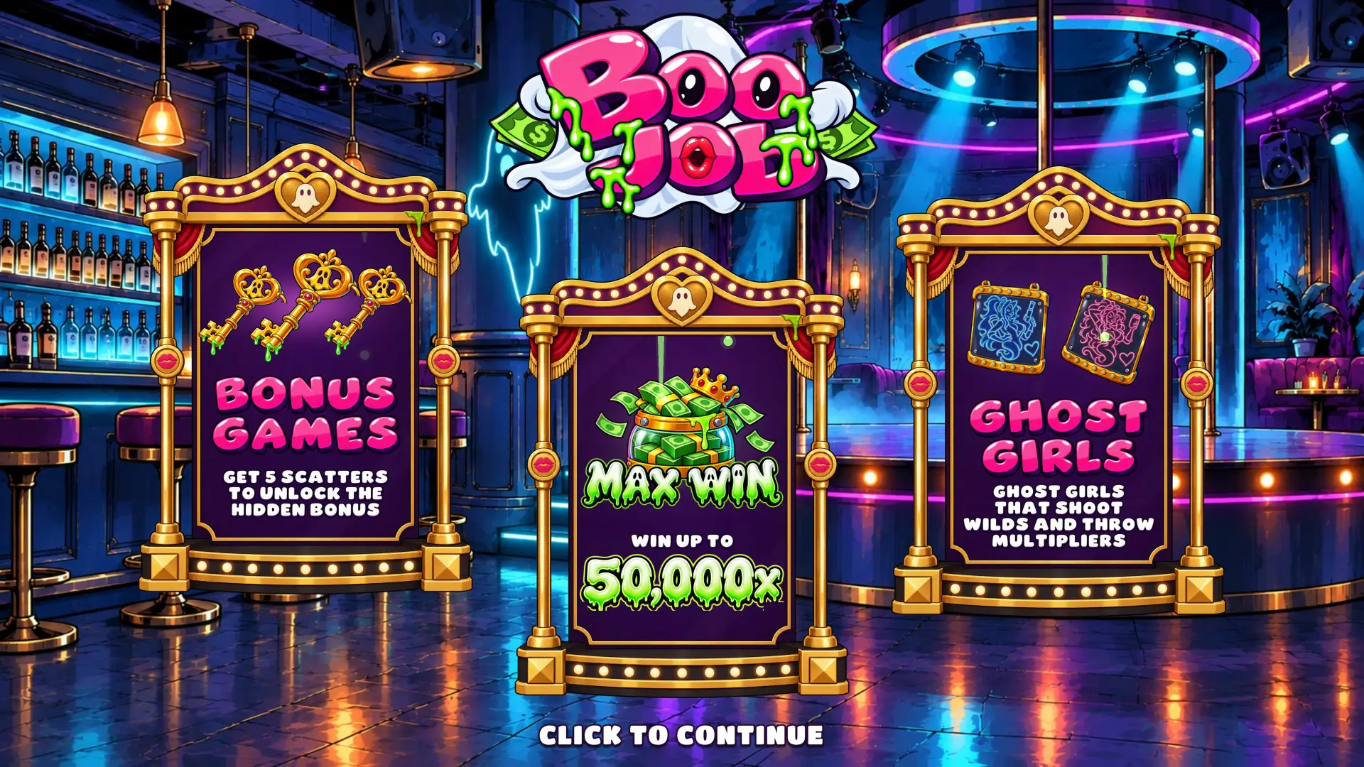 BooJob slot intro screen