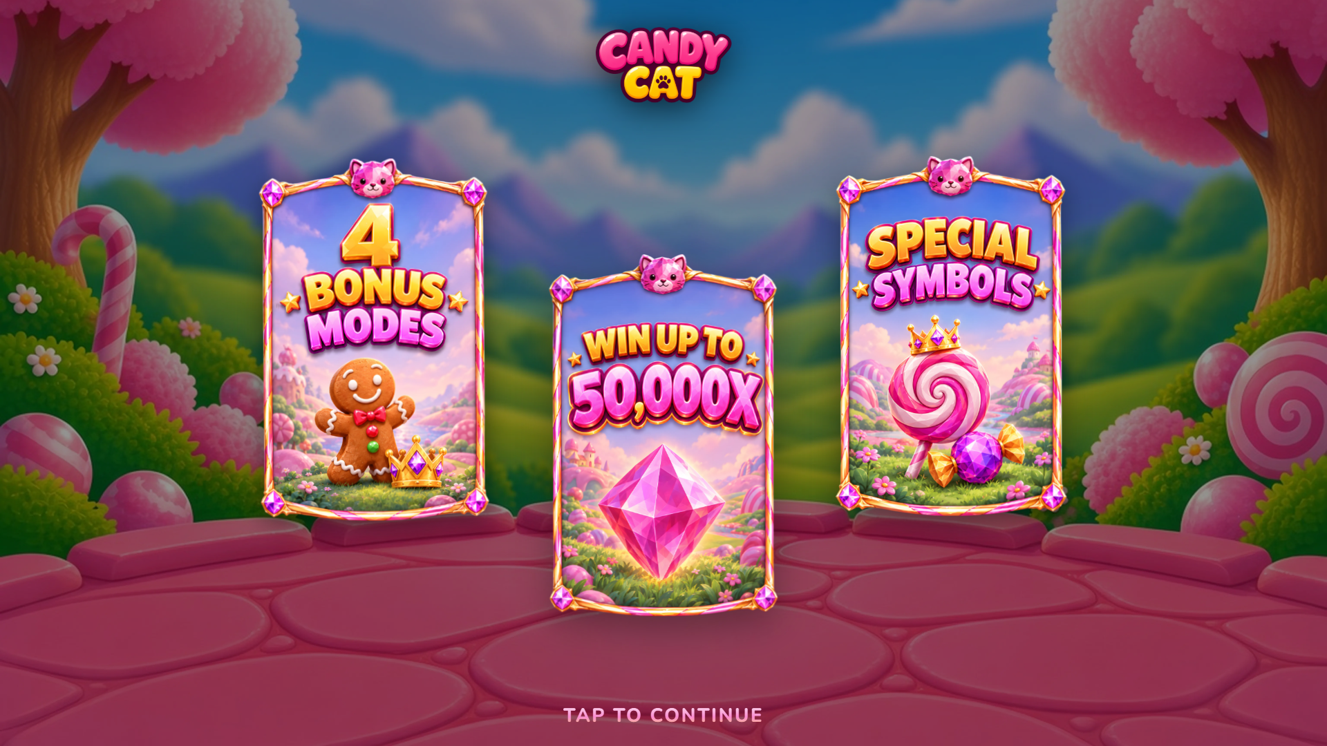 Candy Cat slot intro screen