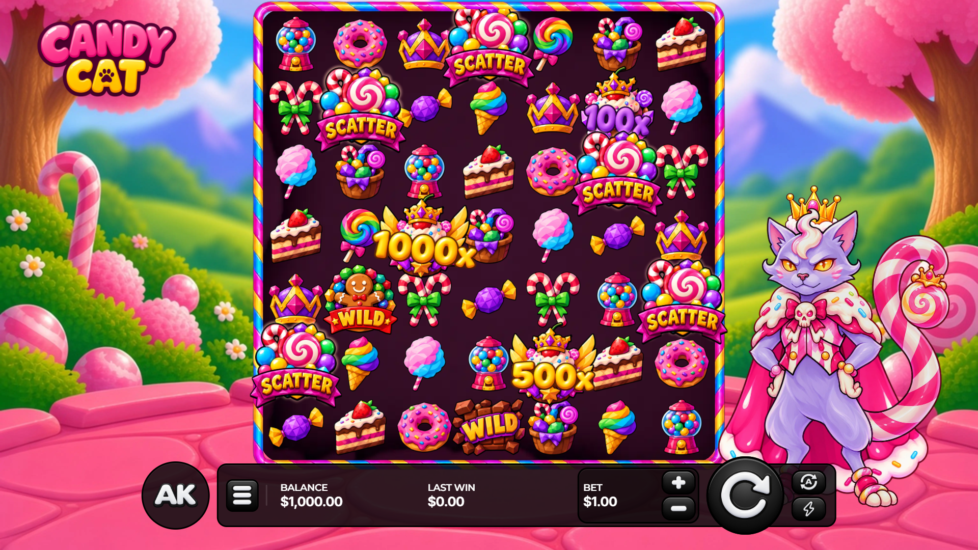 Candy Cat slot gameplay reels