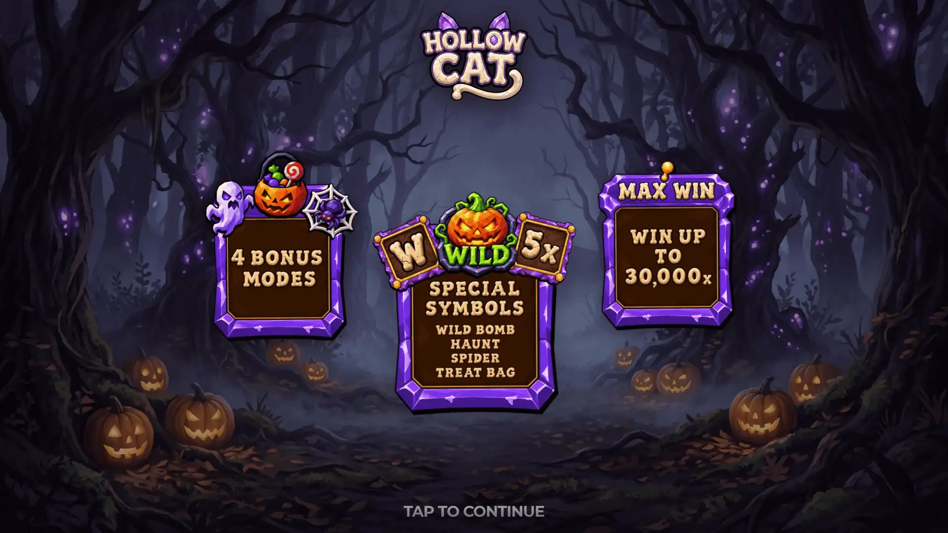Hollow Cat slot intro screen