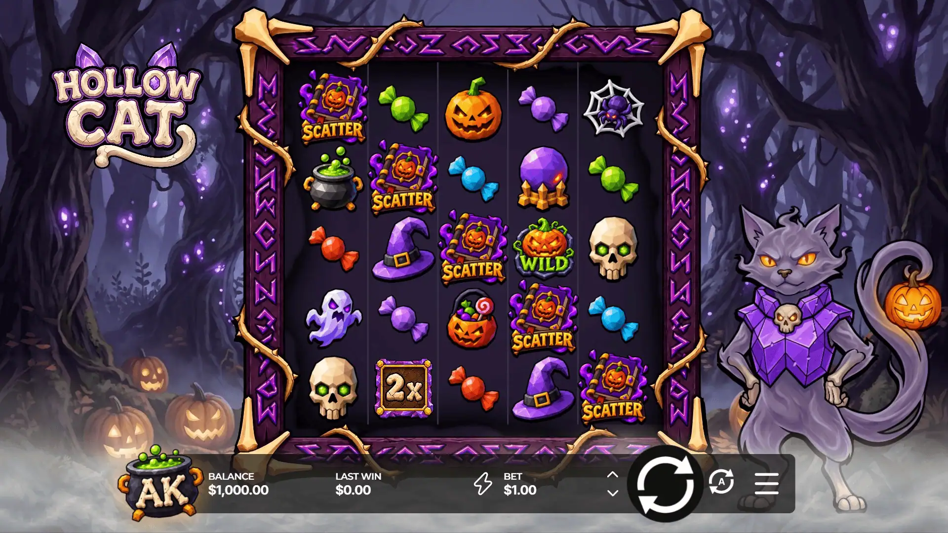Hollow Cat slot gameplay reels