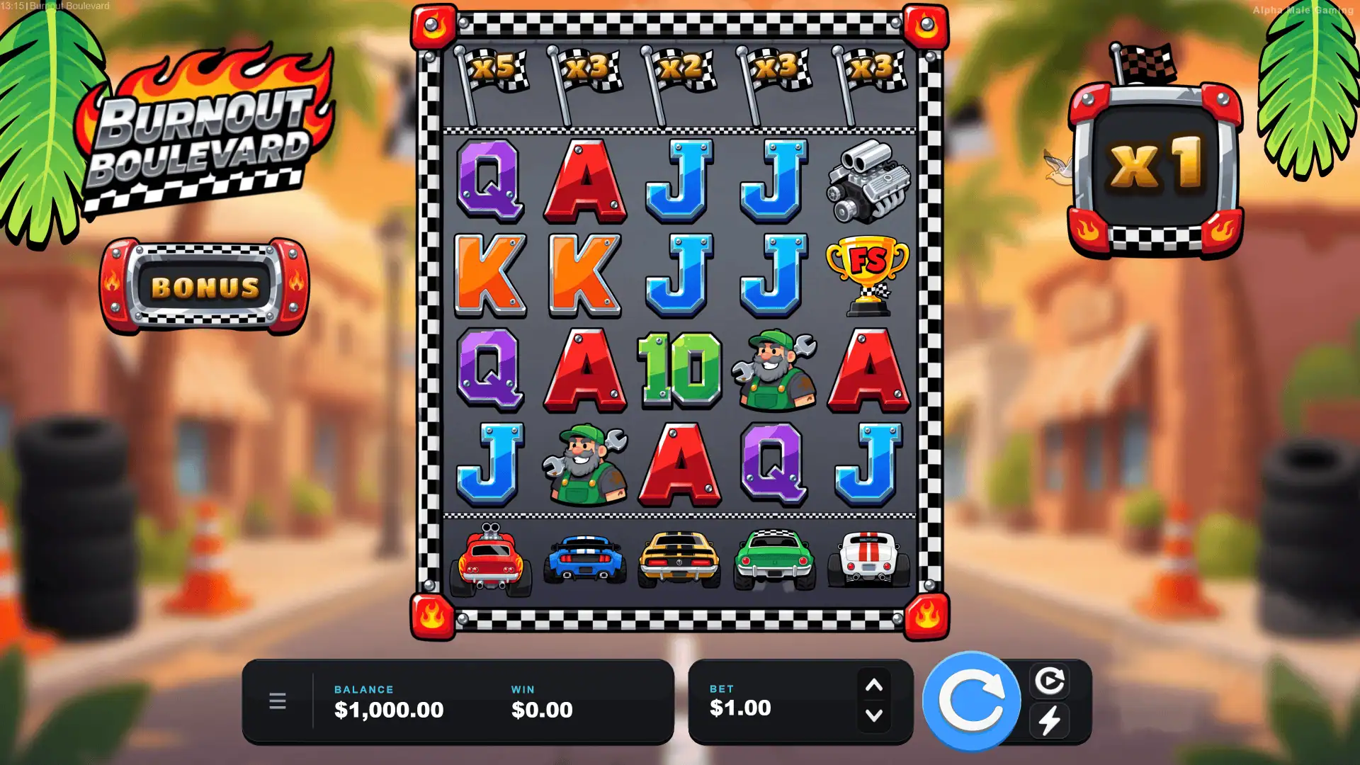 Burnout Boulevard slot gameplay reels