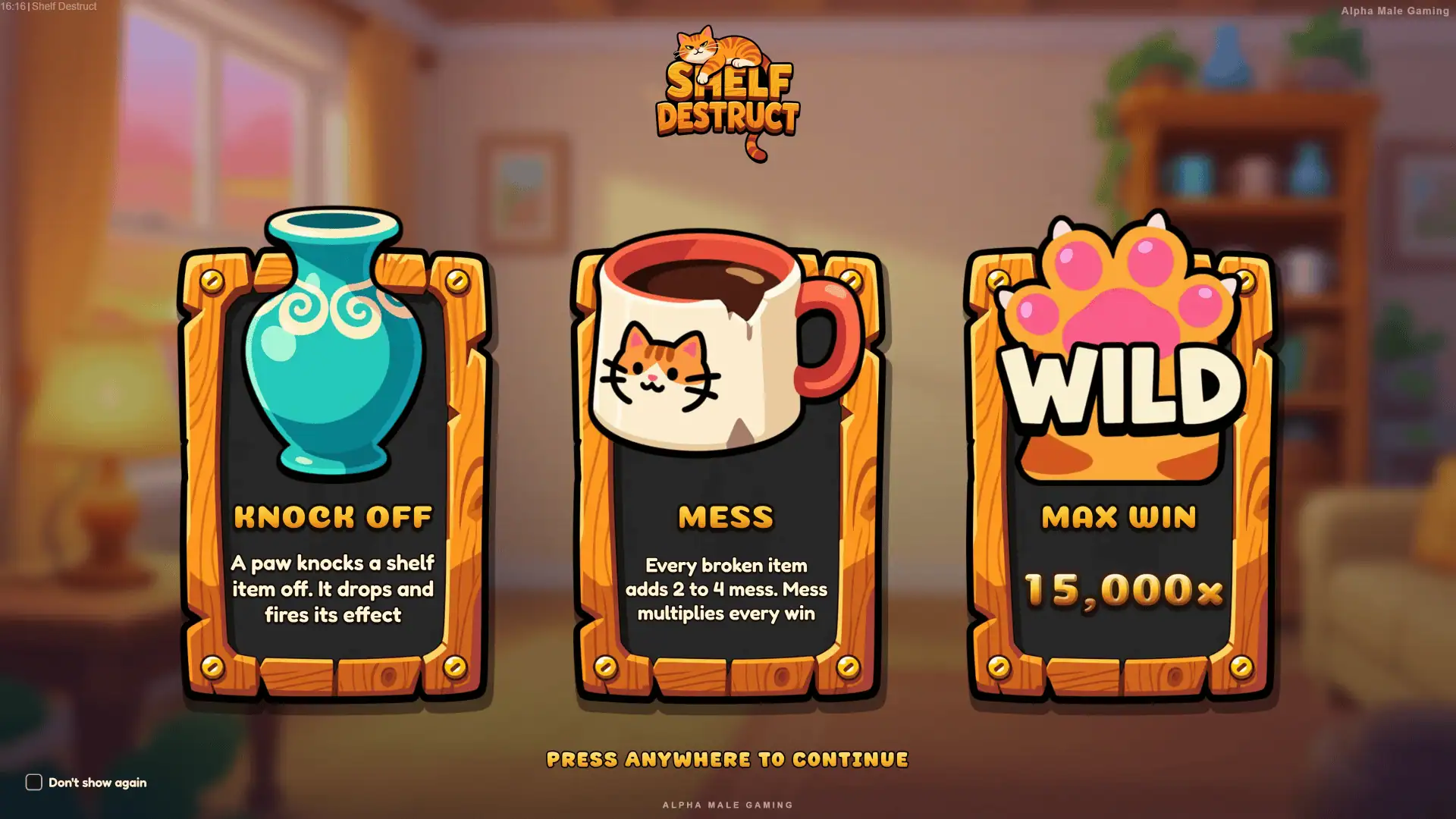 Shelf Destruct slot intro screen