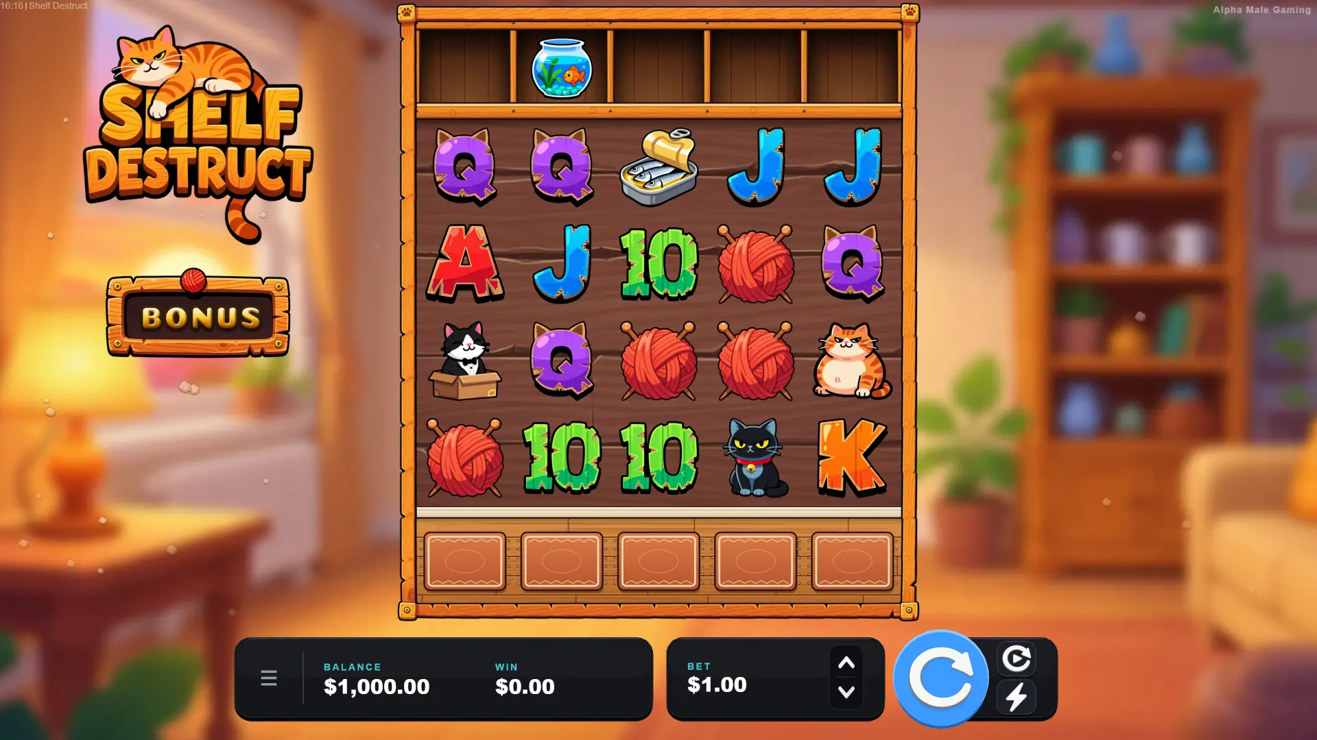 Shelf Destruct slot gameplay reels