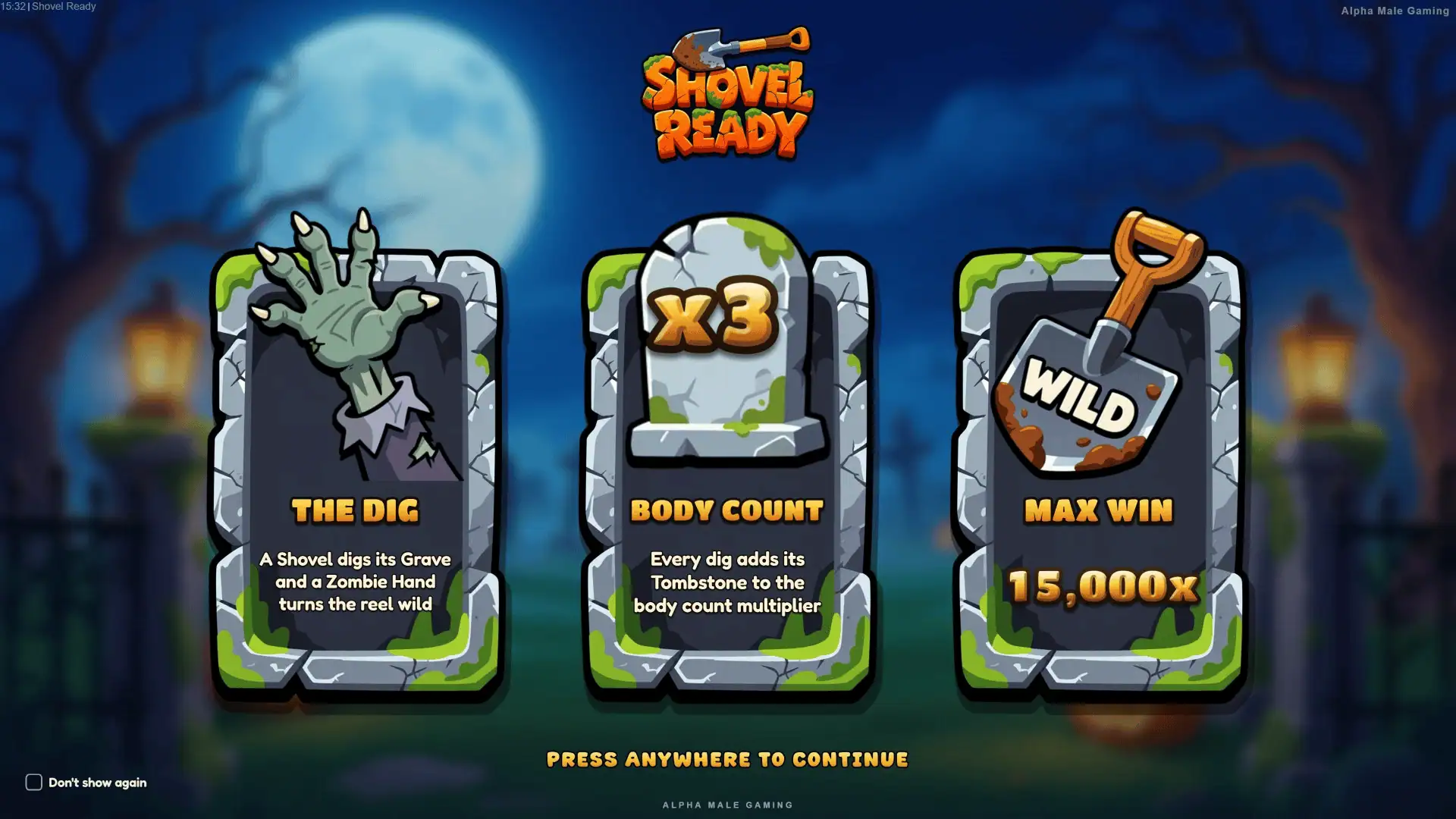 Shovel Ready slot intro screen
