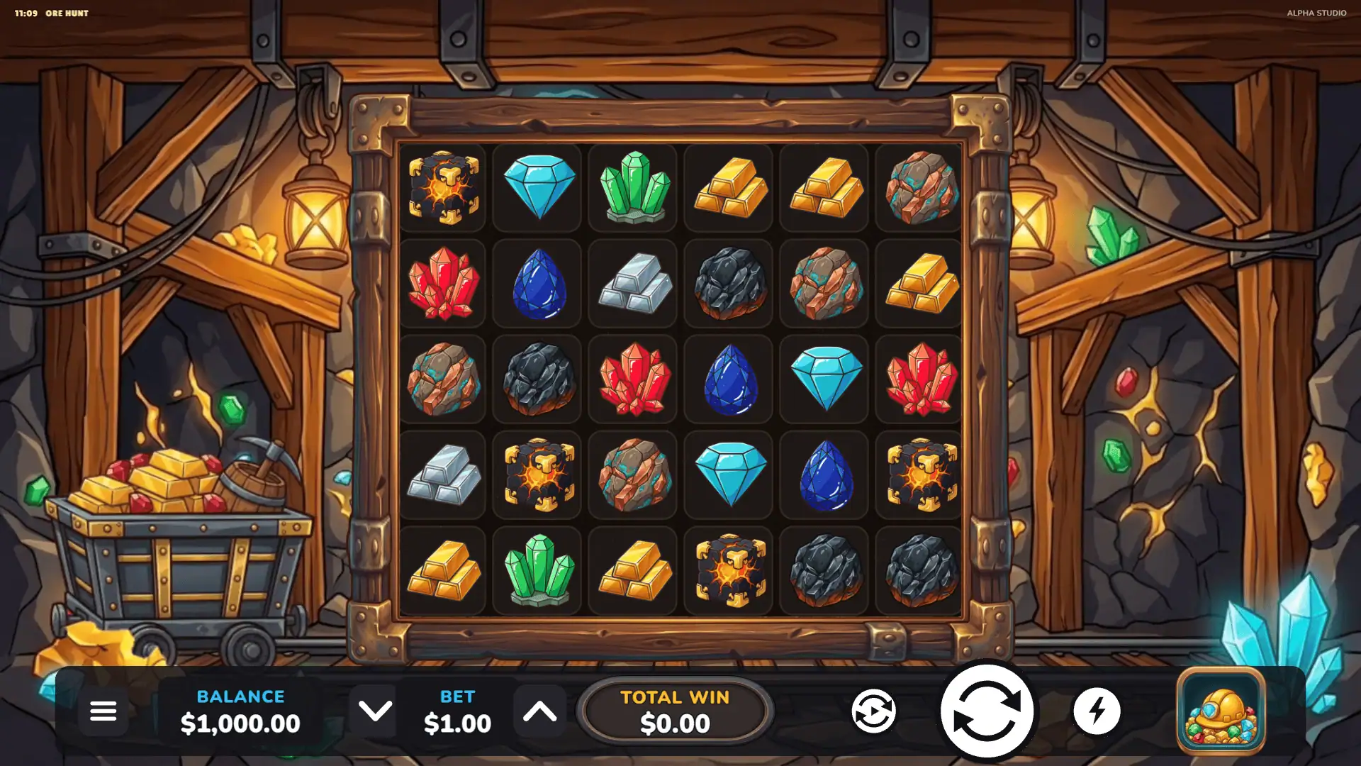 Ore Hunt slot gameplay reels