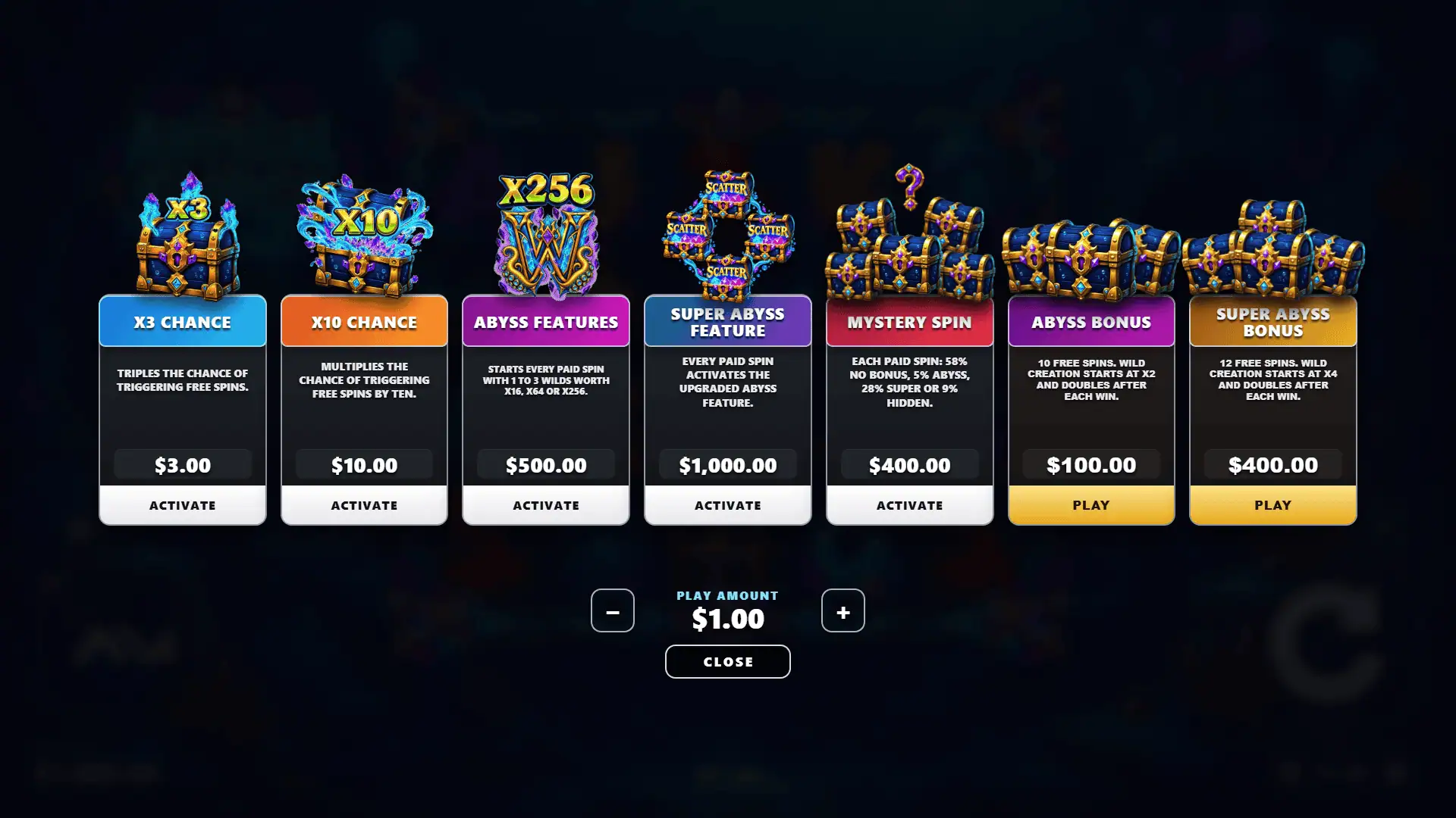 Abyssal Surge bonus buy menu