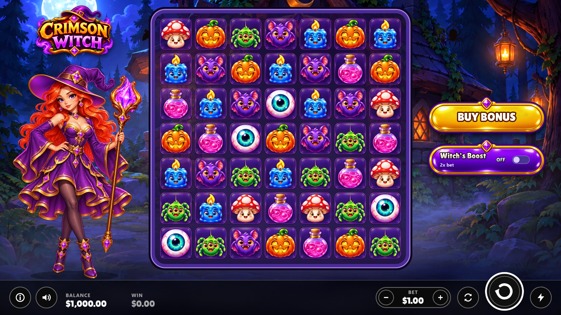 Crimson Witch slot gameplay reels