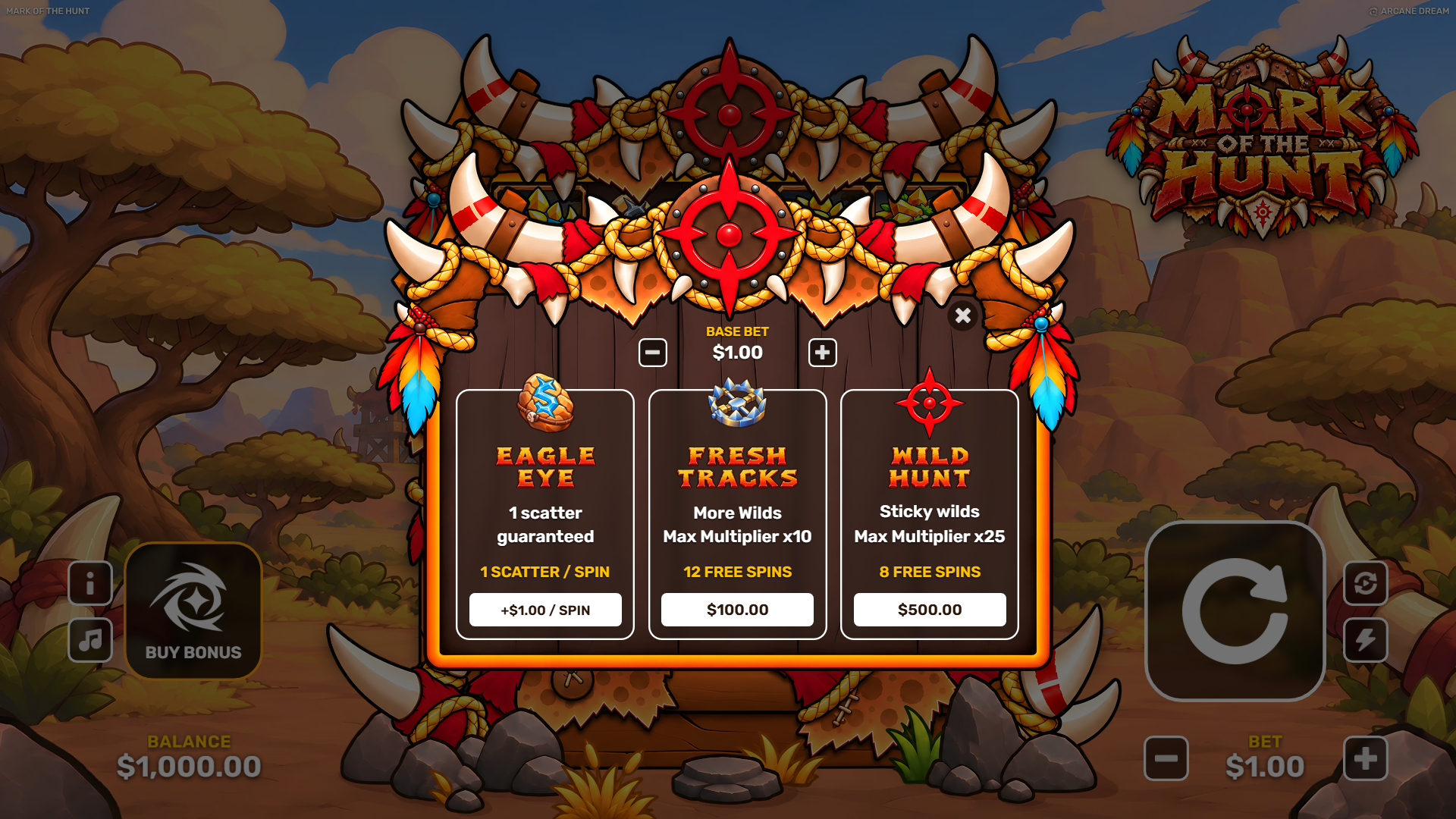 Mark of the Hunt bonus buy menu