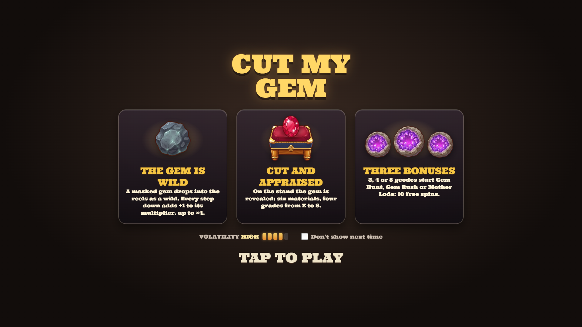 Cut My Gem slot intro screen