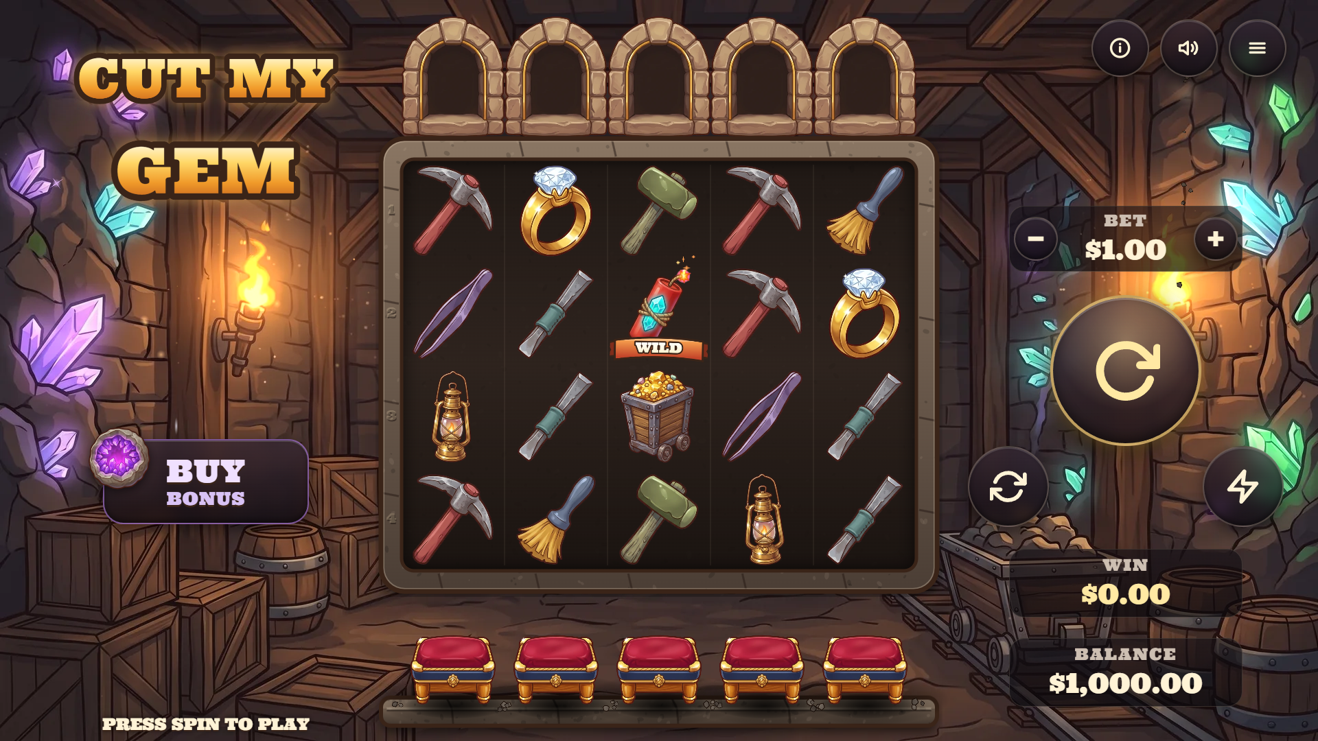 Cut My Gem slot gameplay reels