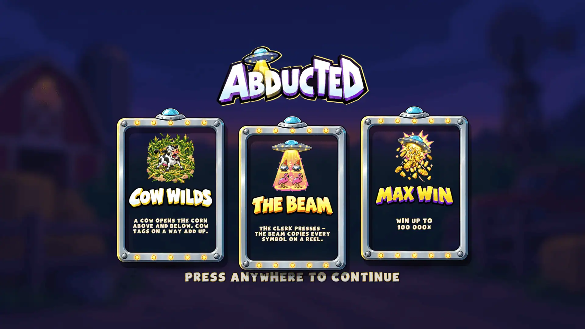Abducted slot intro screen