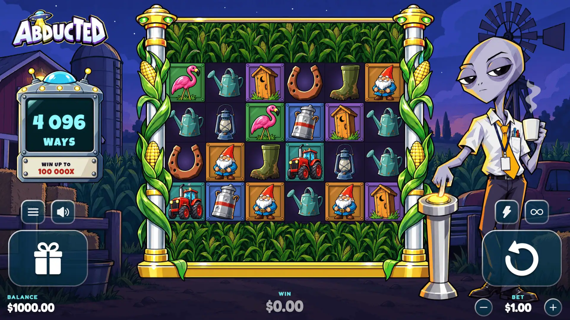 Abducted slot gameplay reels