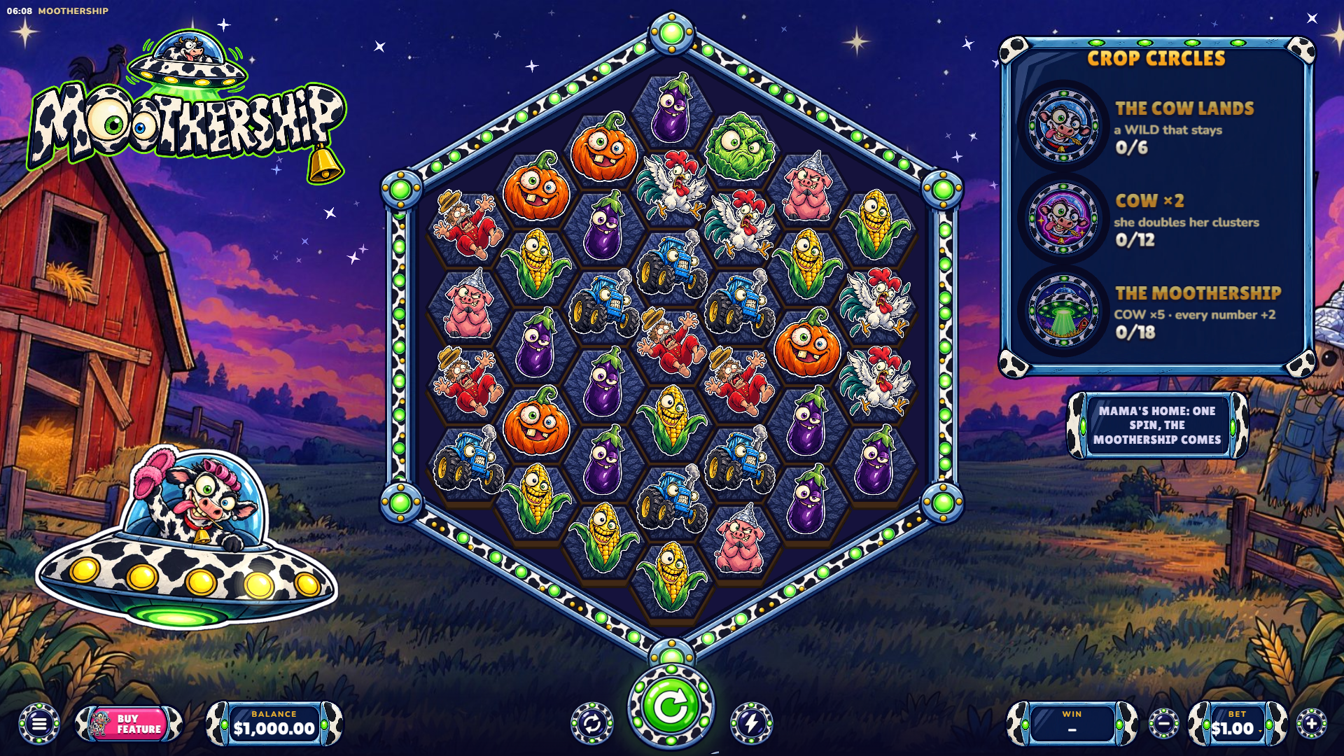 Moothership hexagonal cluster field and crop circle tracker
