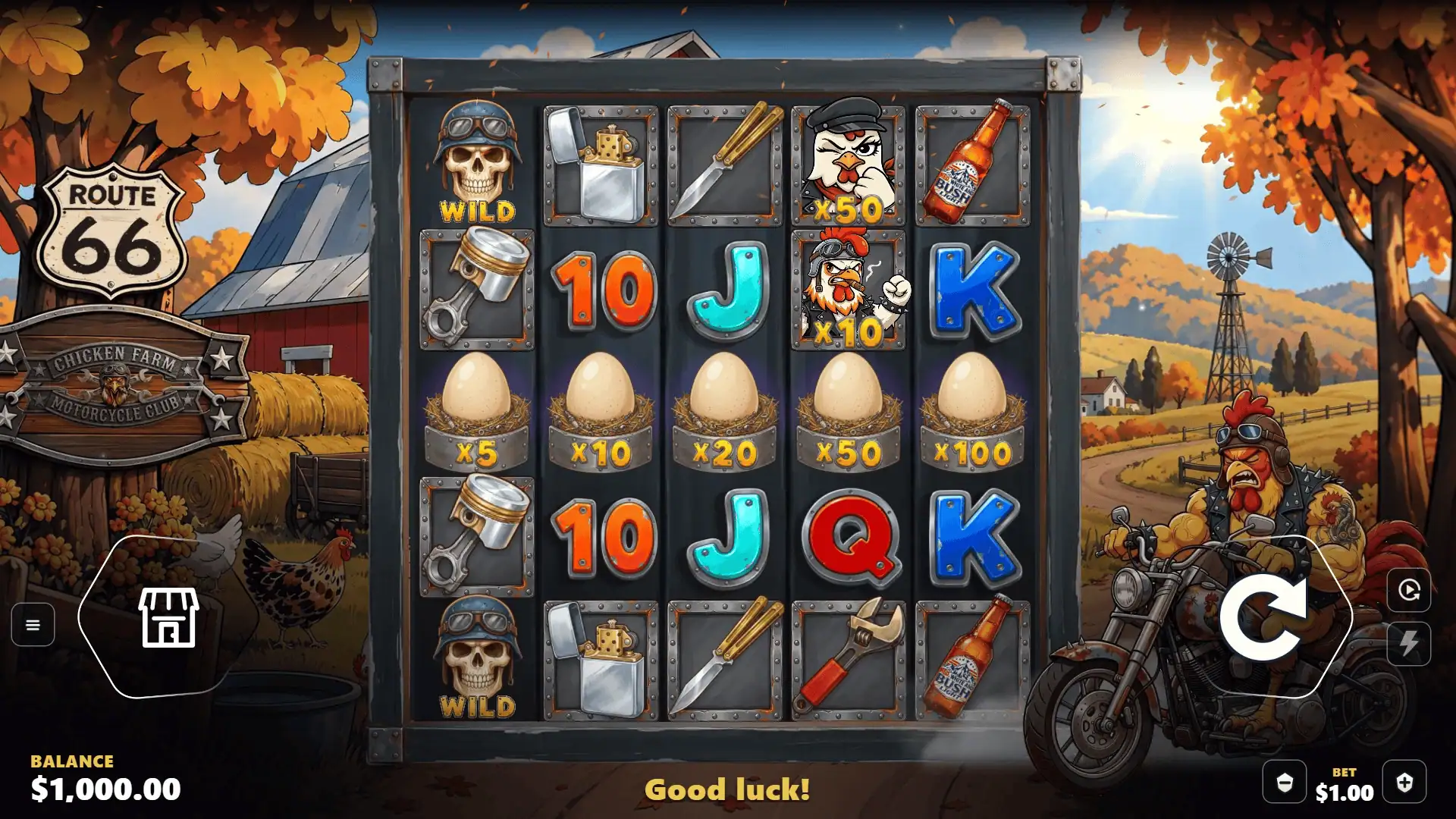 Chicken Club slot gameplay reels