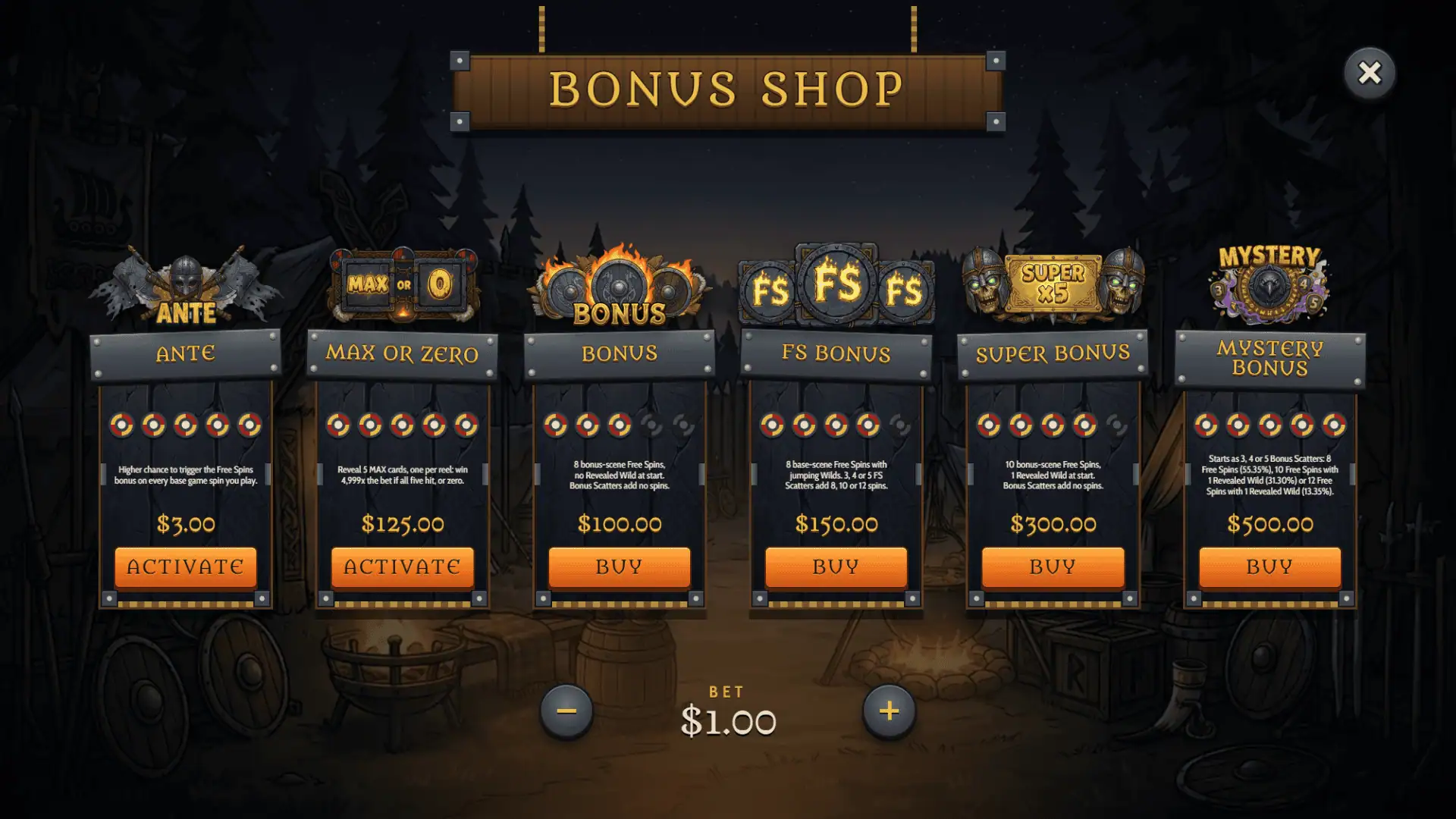 Viking Is Dawn bonus buy menu