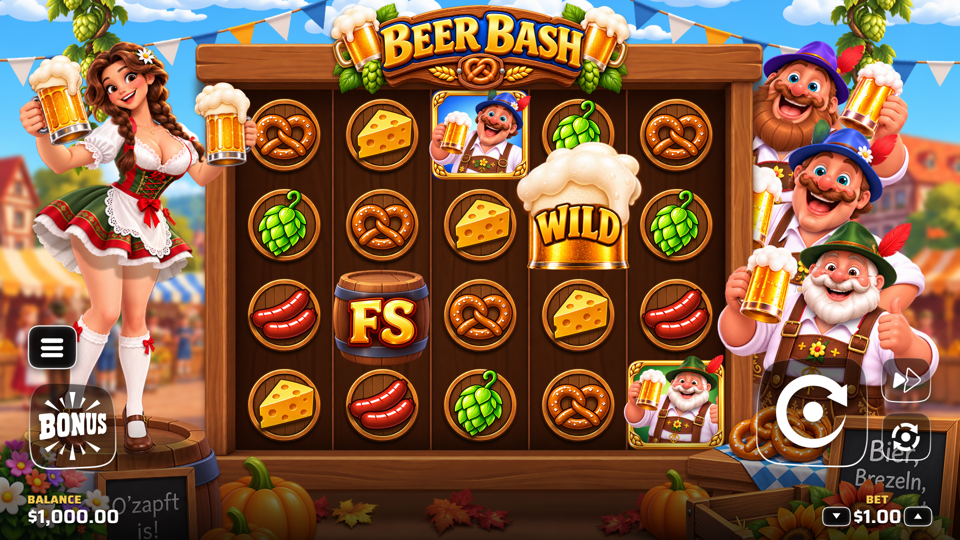 Beer Bash slot gameplay reels