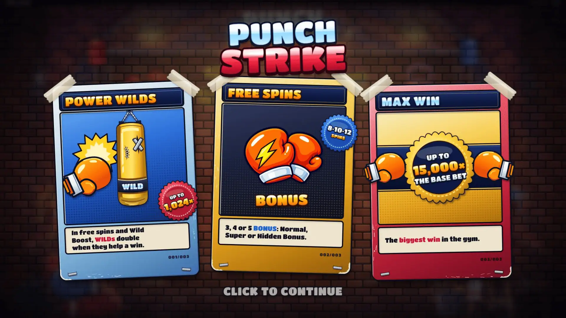 Punch Strike slot intro screen