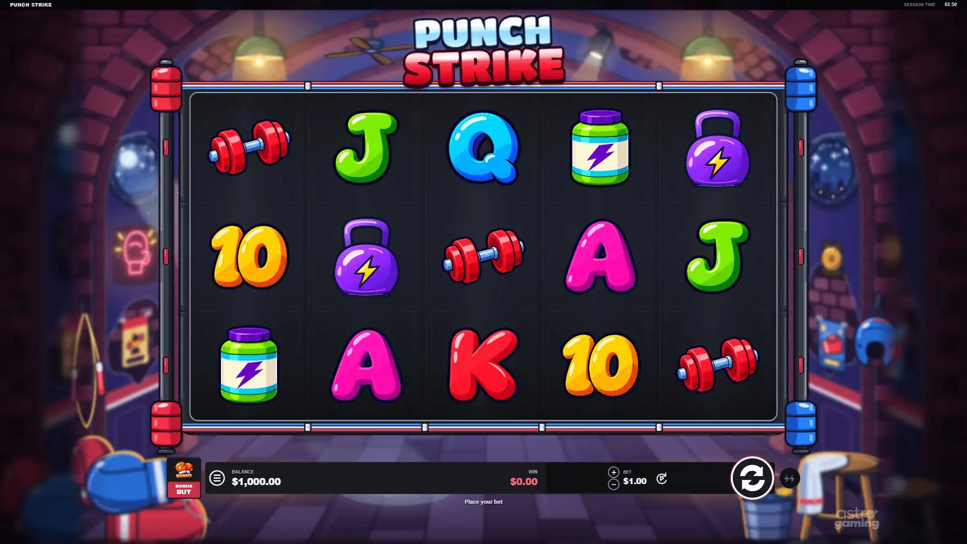 Punch Strike slot gameplay reels