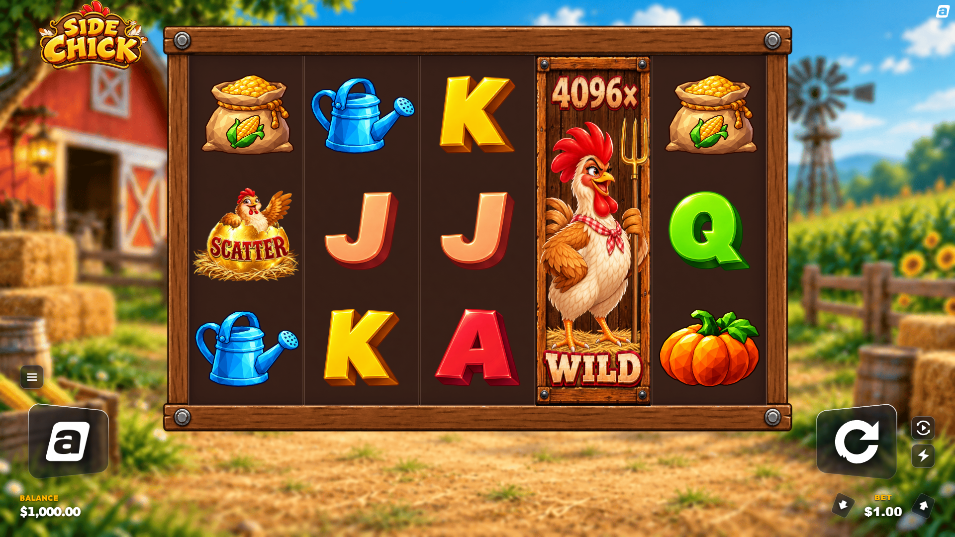 Side-Chick slot gameplay reels