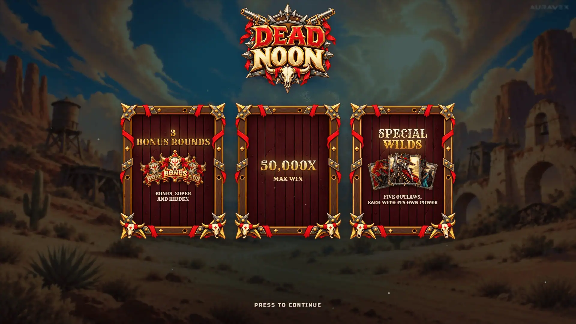 Dead Noon slot intro screen